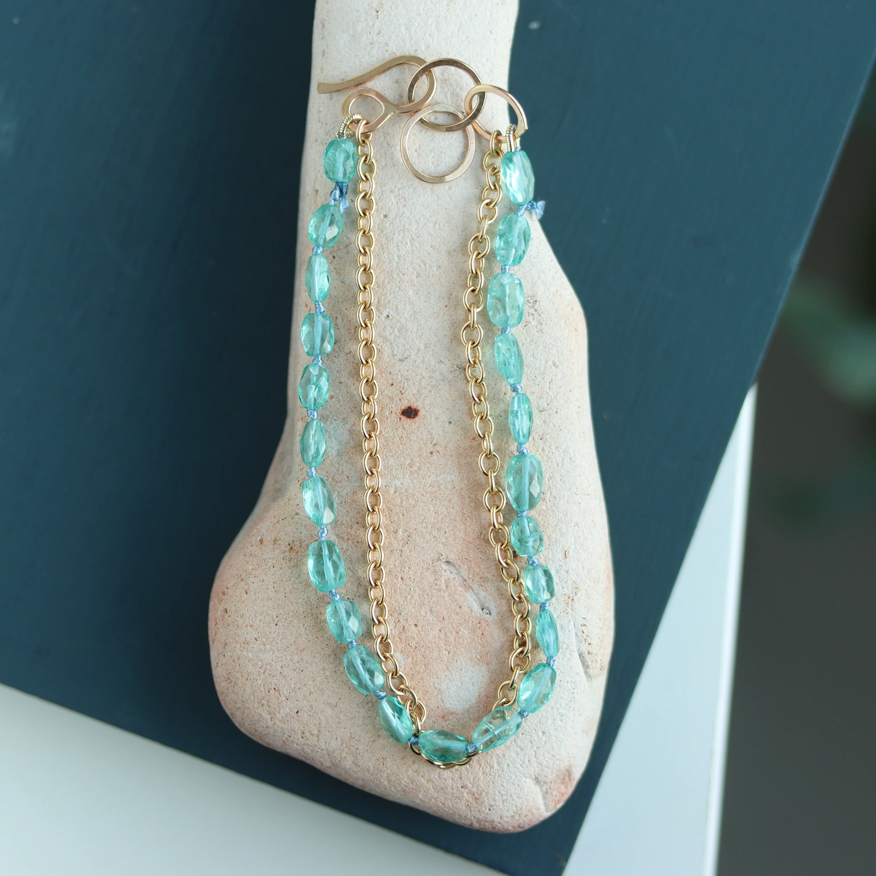 Apatite and Gold Fill Chain Bracelet - Image 2