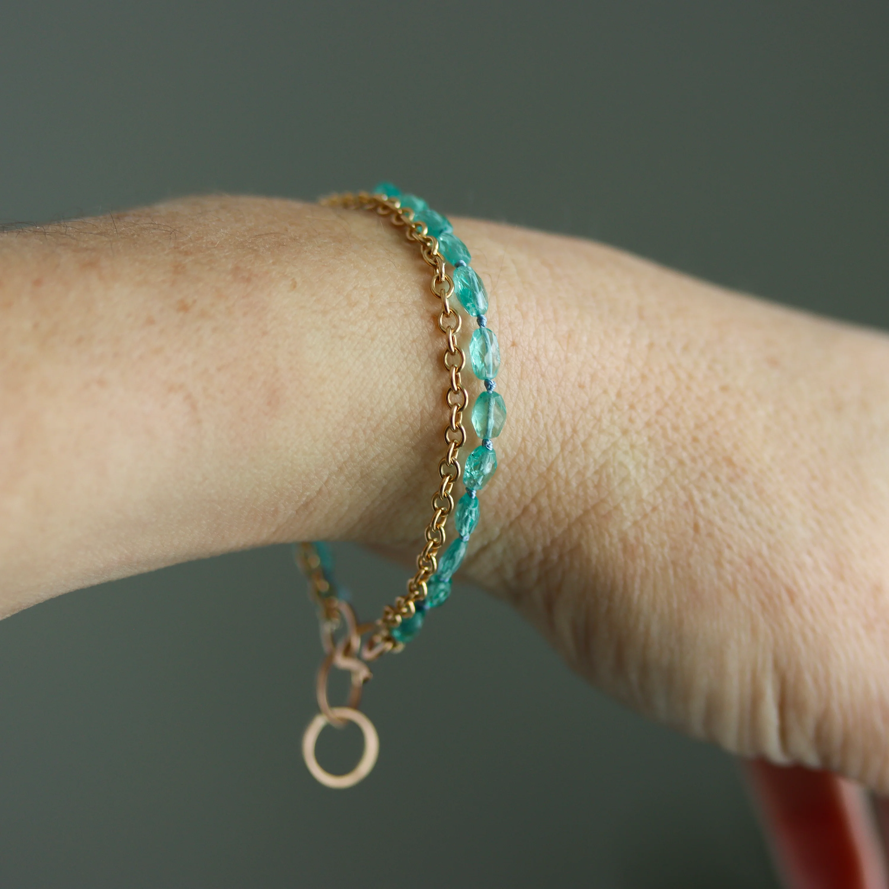 Apatite and Gold Fill Chain Bracelet - Image 3