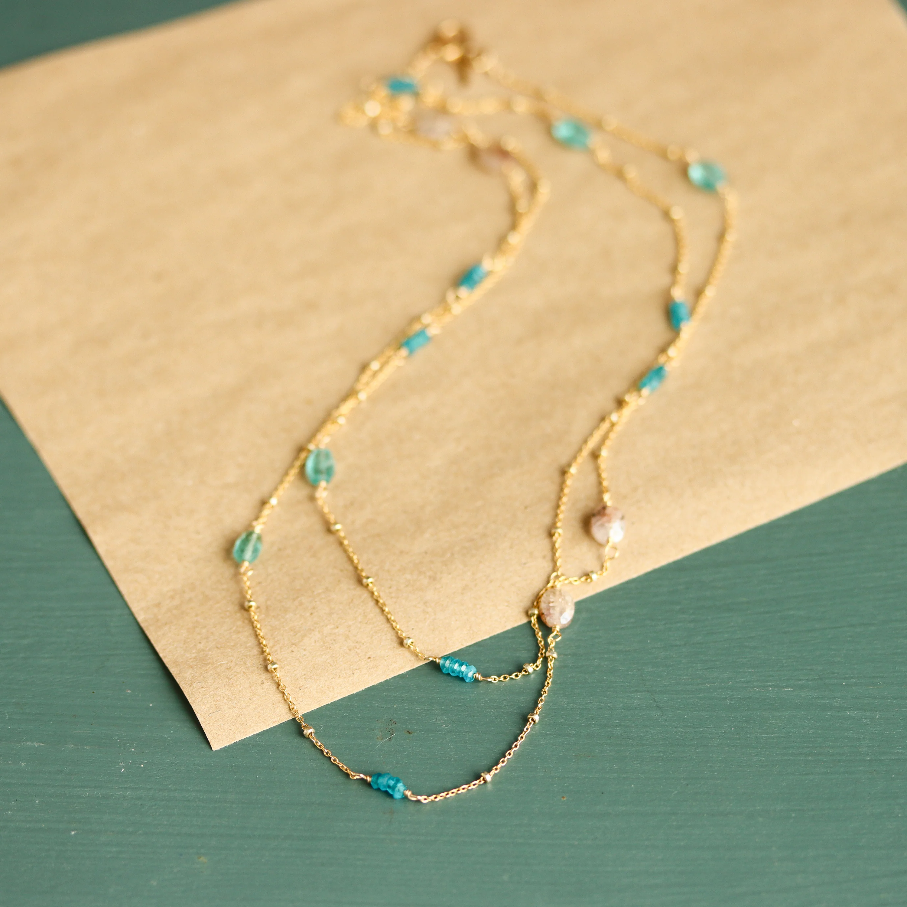 Apatite + Quartz Wrap Necklace - Image 3