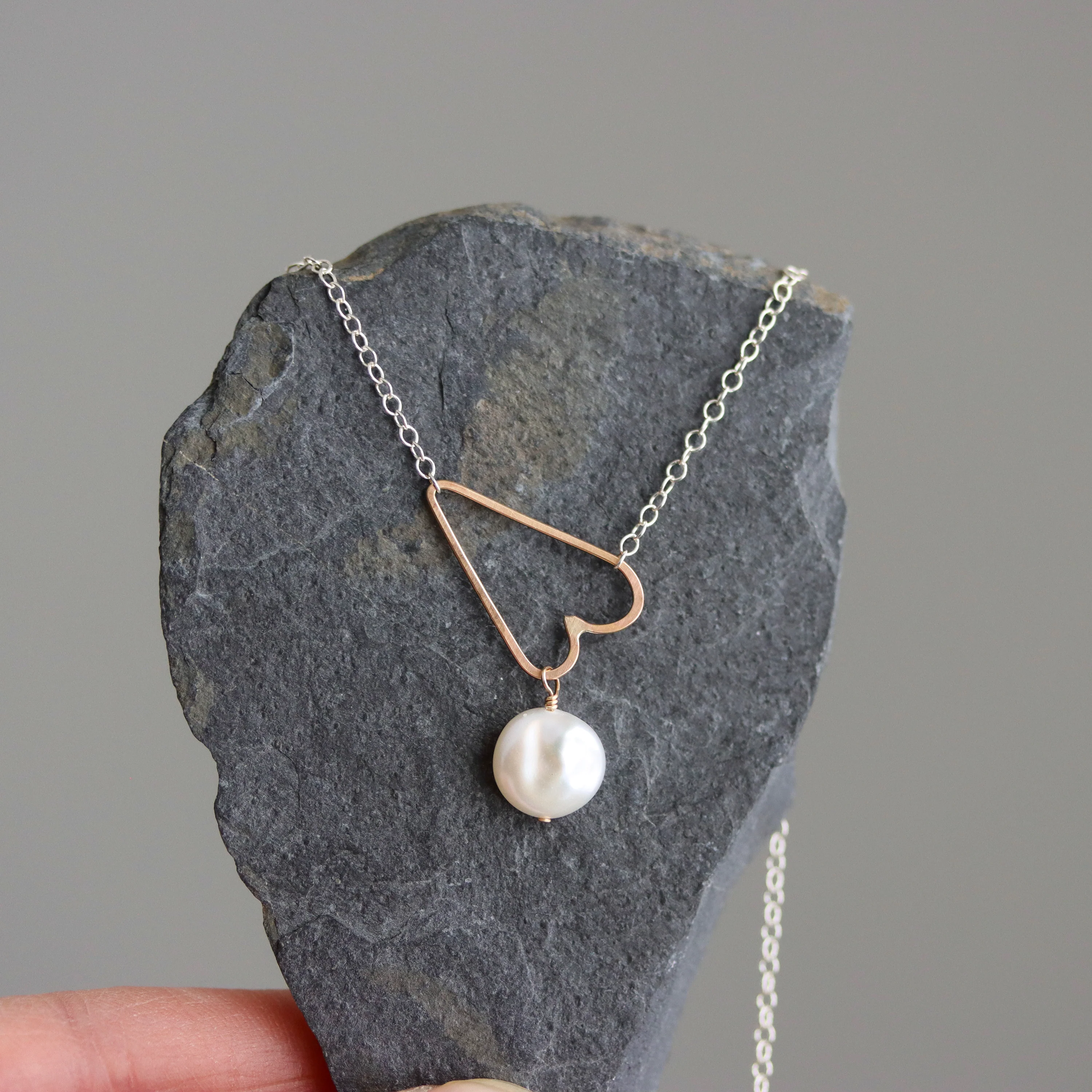 Aphrodite Heart Necklace With Pearl Drop - Image 3