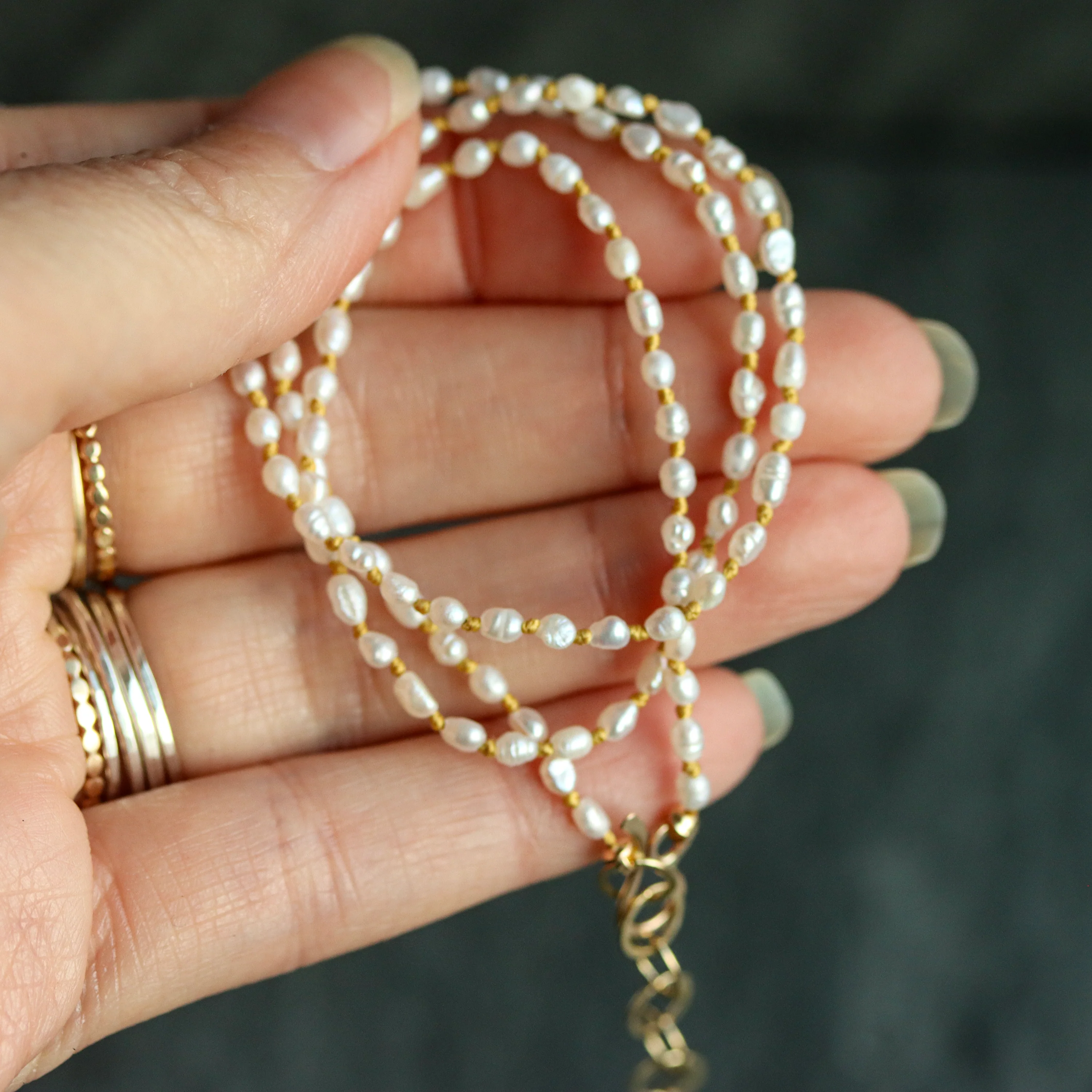 Emma Knotted Pearl Necklace - Image 6