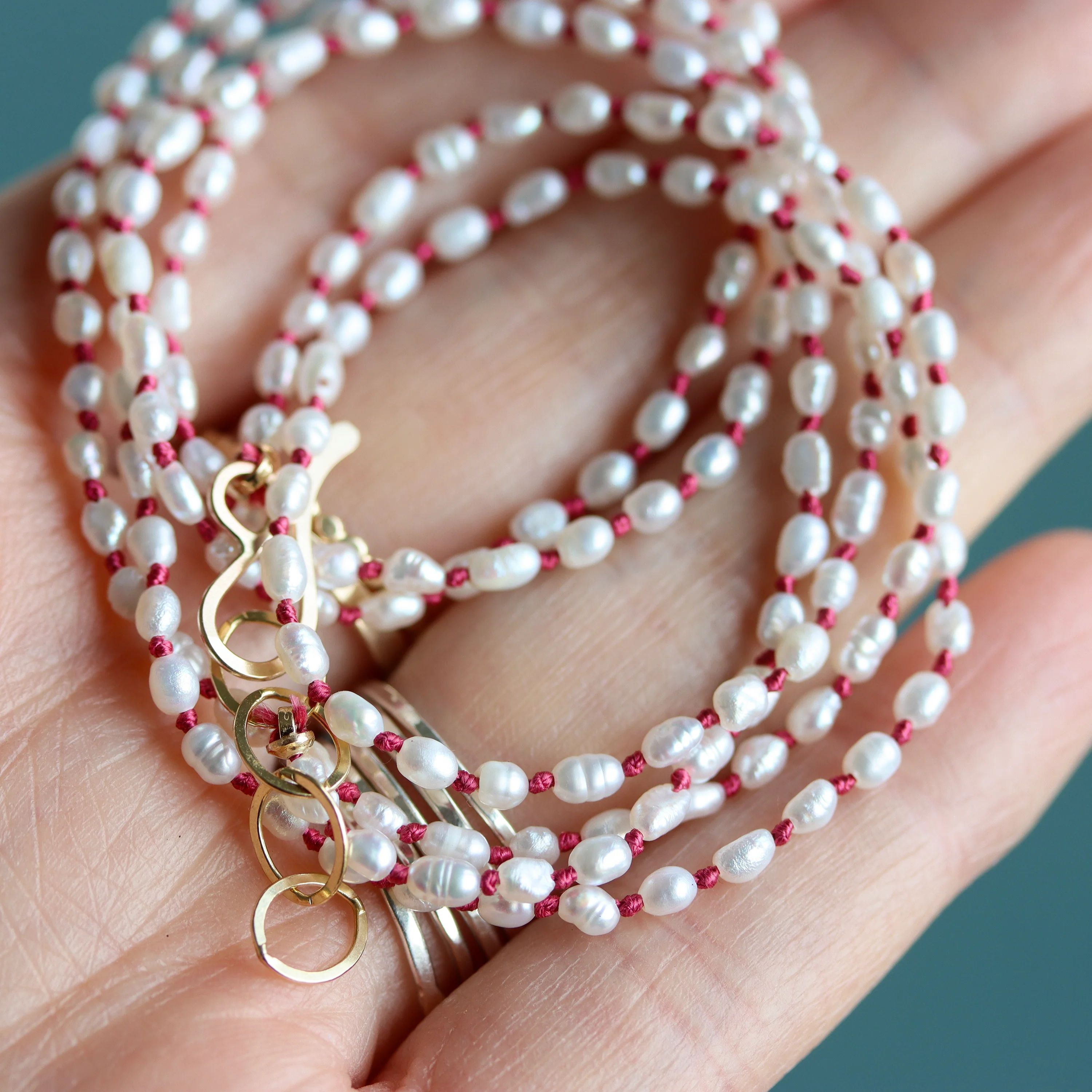 Emma Knotted Pearl Wrap Necklace - Image 3