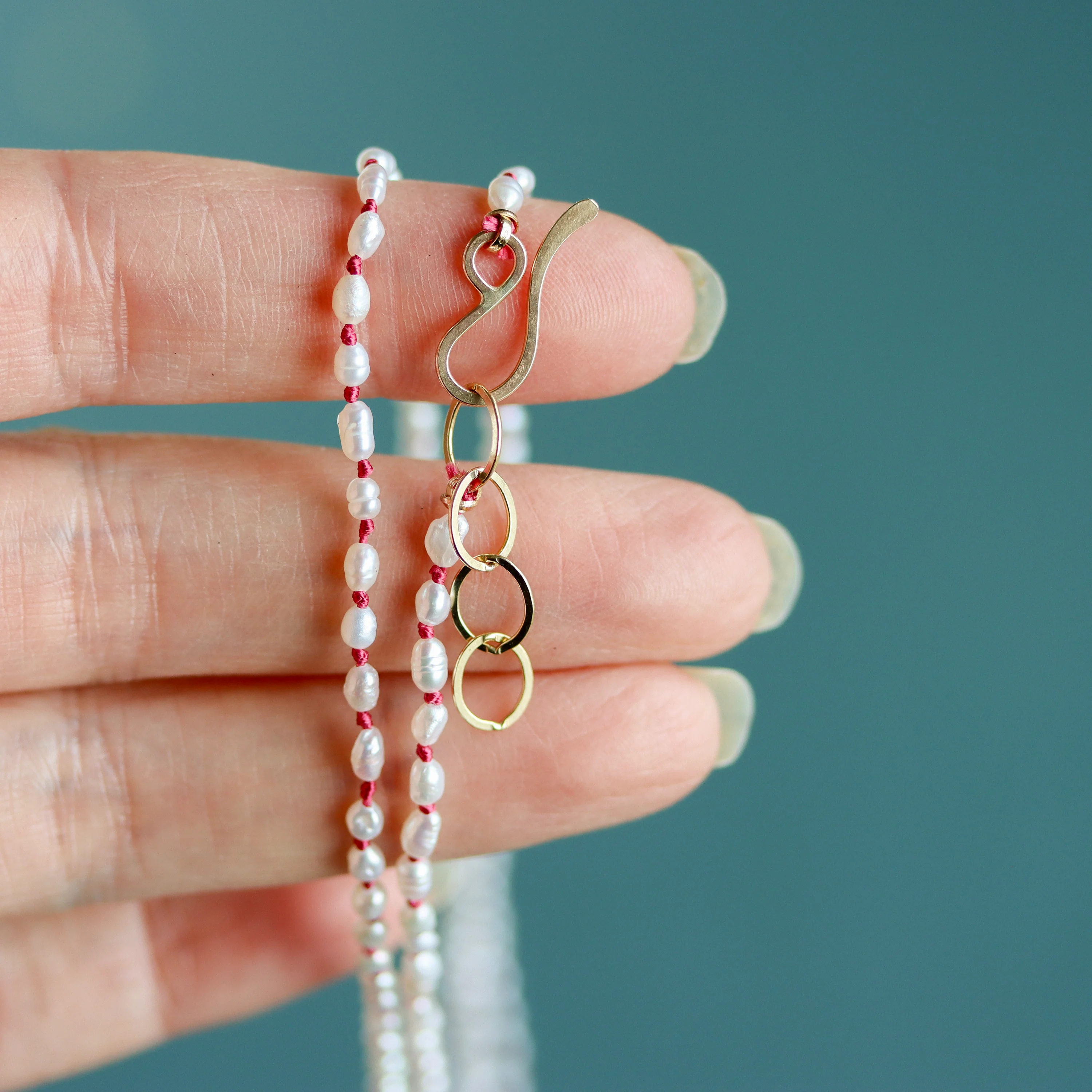 Emma Knotted Pearl Wrap Necklace - Image 4