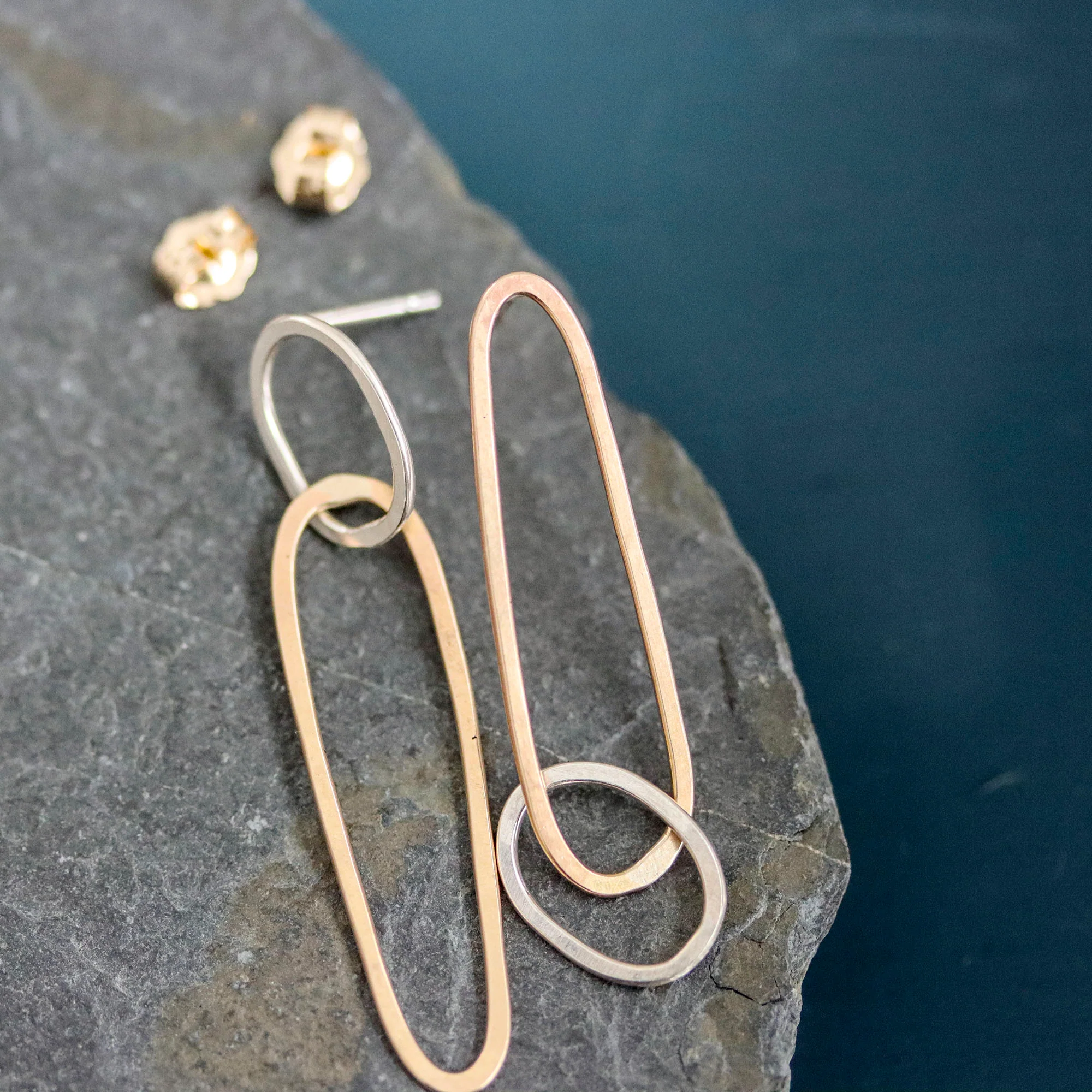 Dolmen Asymmetrical Post Earrings - Image 4
