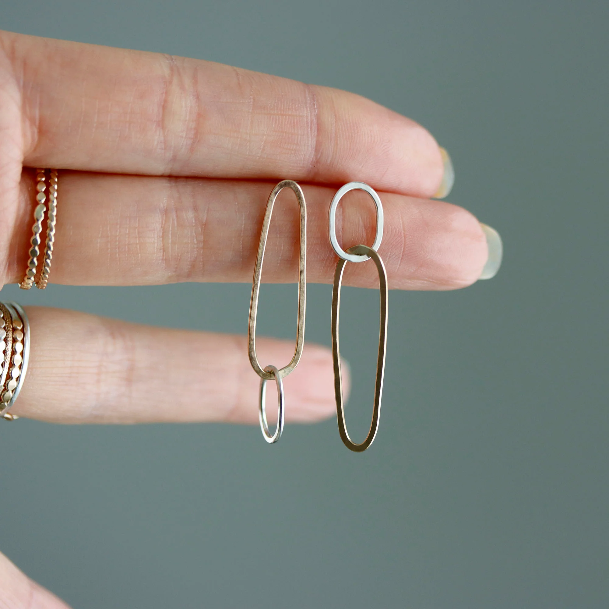 Dolmen Asymmetrical Post Earrings - Image 5