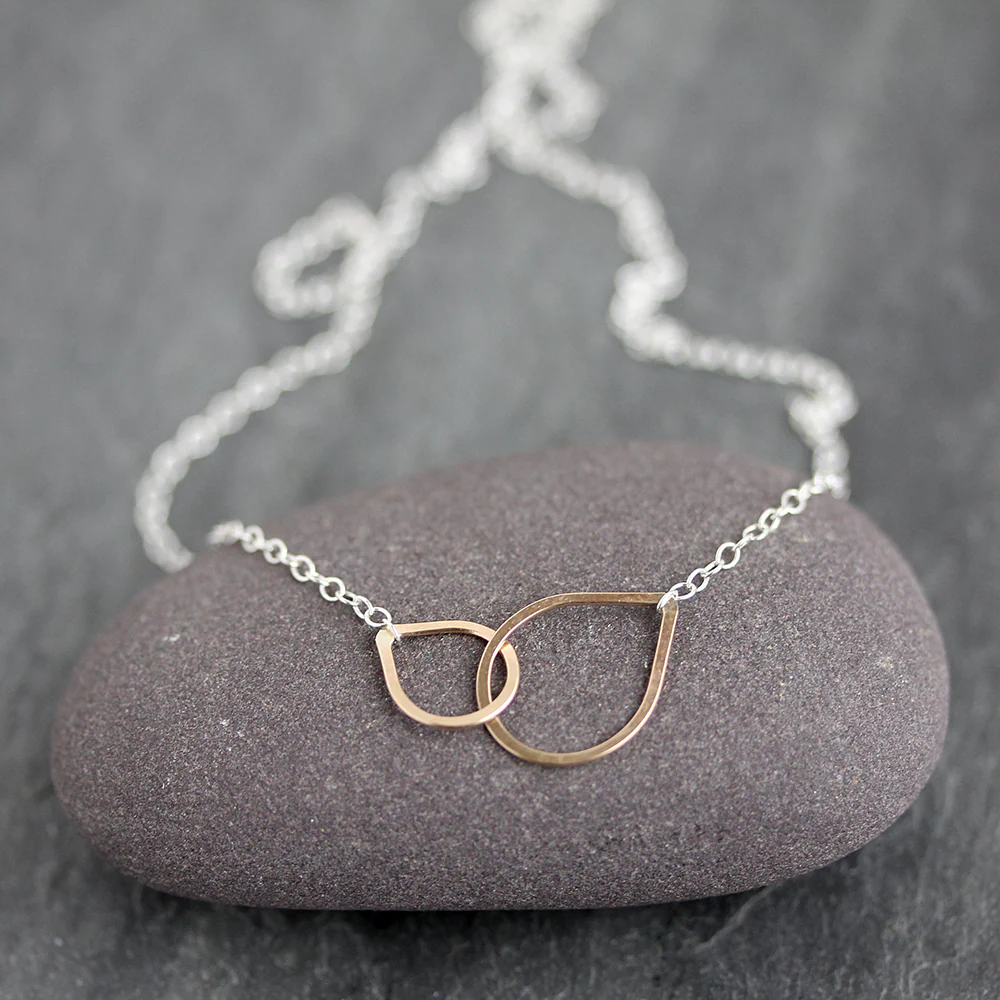 Droplet Necklace & Tiny Teardrop Posts Set - Image 2