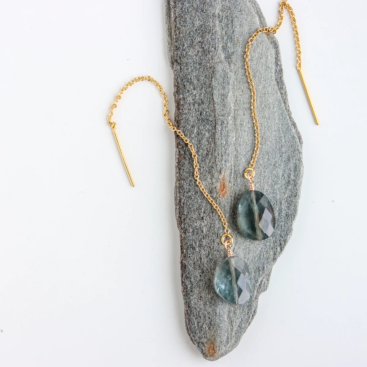 Faceted Aquamarine Threader Earrings - Image 4