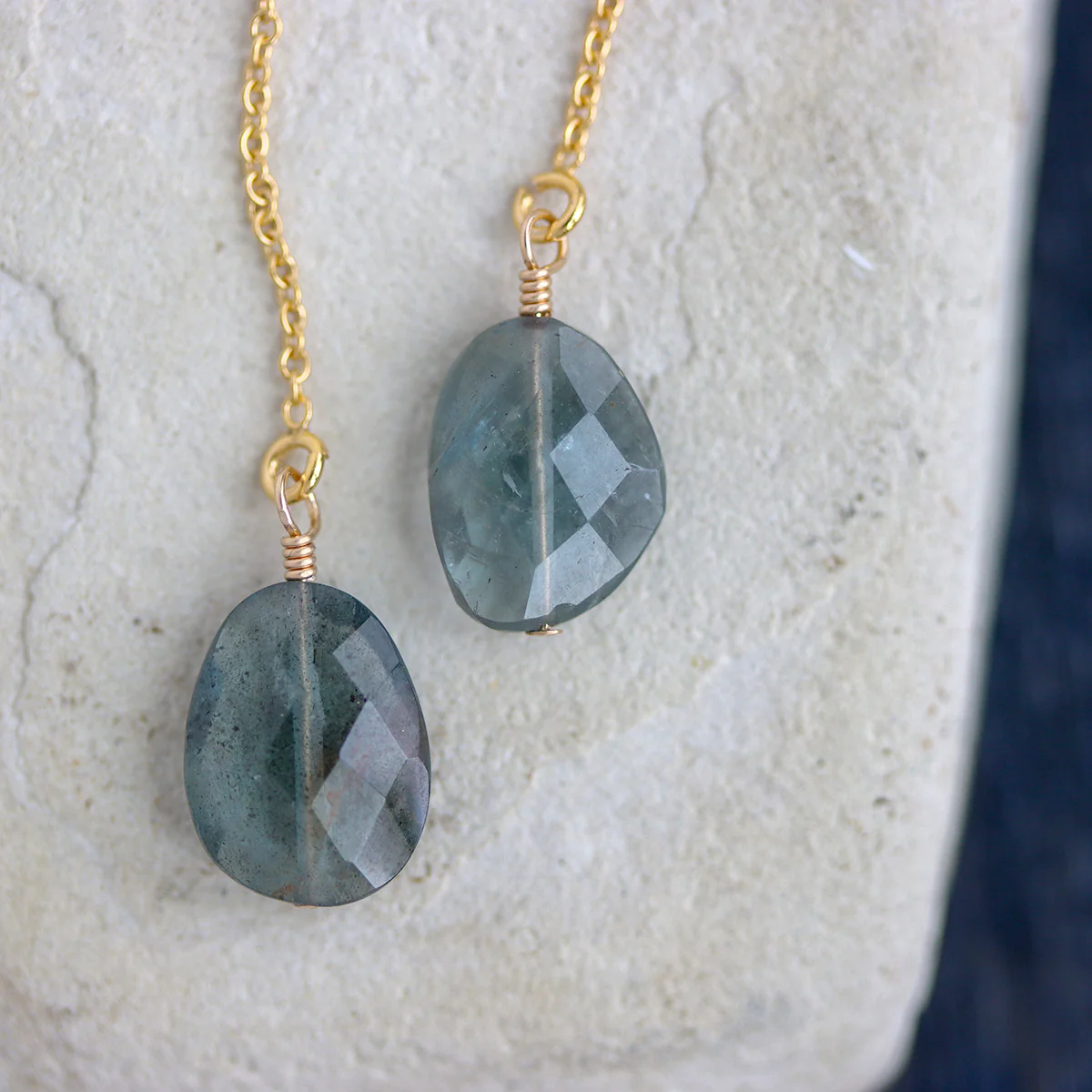 Faceted Aquamarine Threader Earrings - Image 5