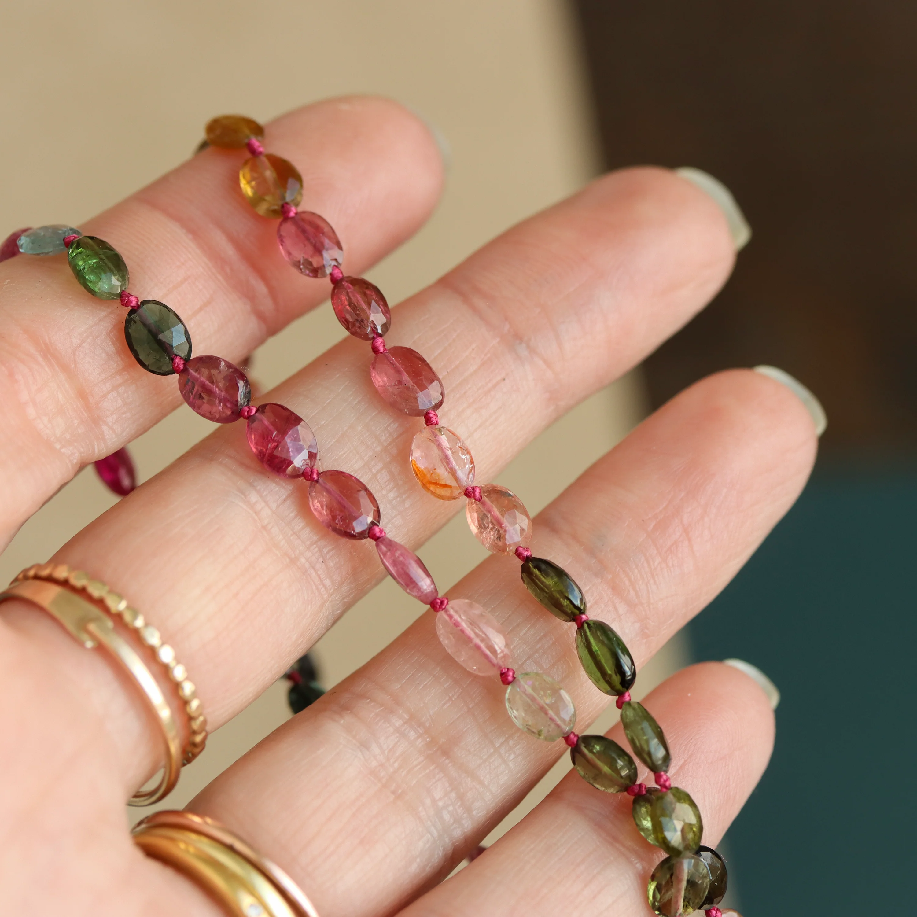 Hand Knotted Watermelon Tourmaline Necklace - Image 3