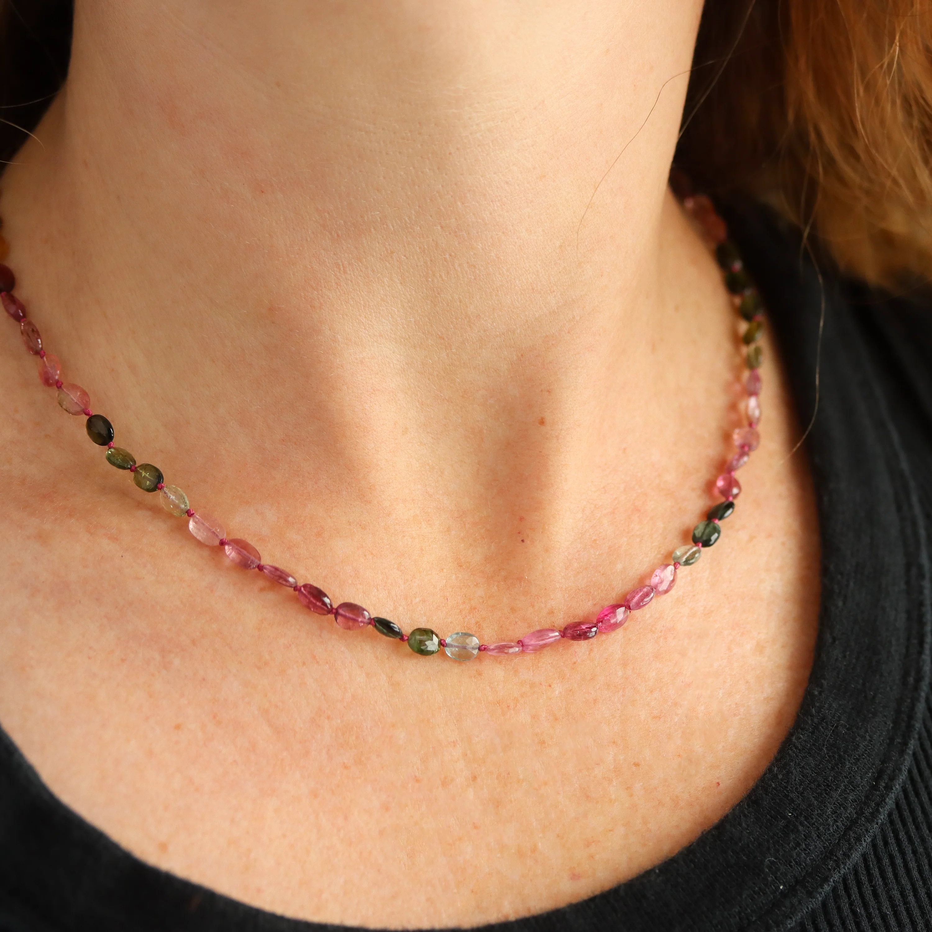Hand Knotted Watermelon Tourmaline Necklace - Image 4