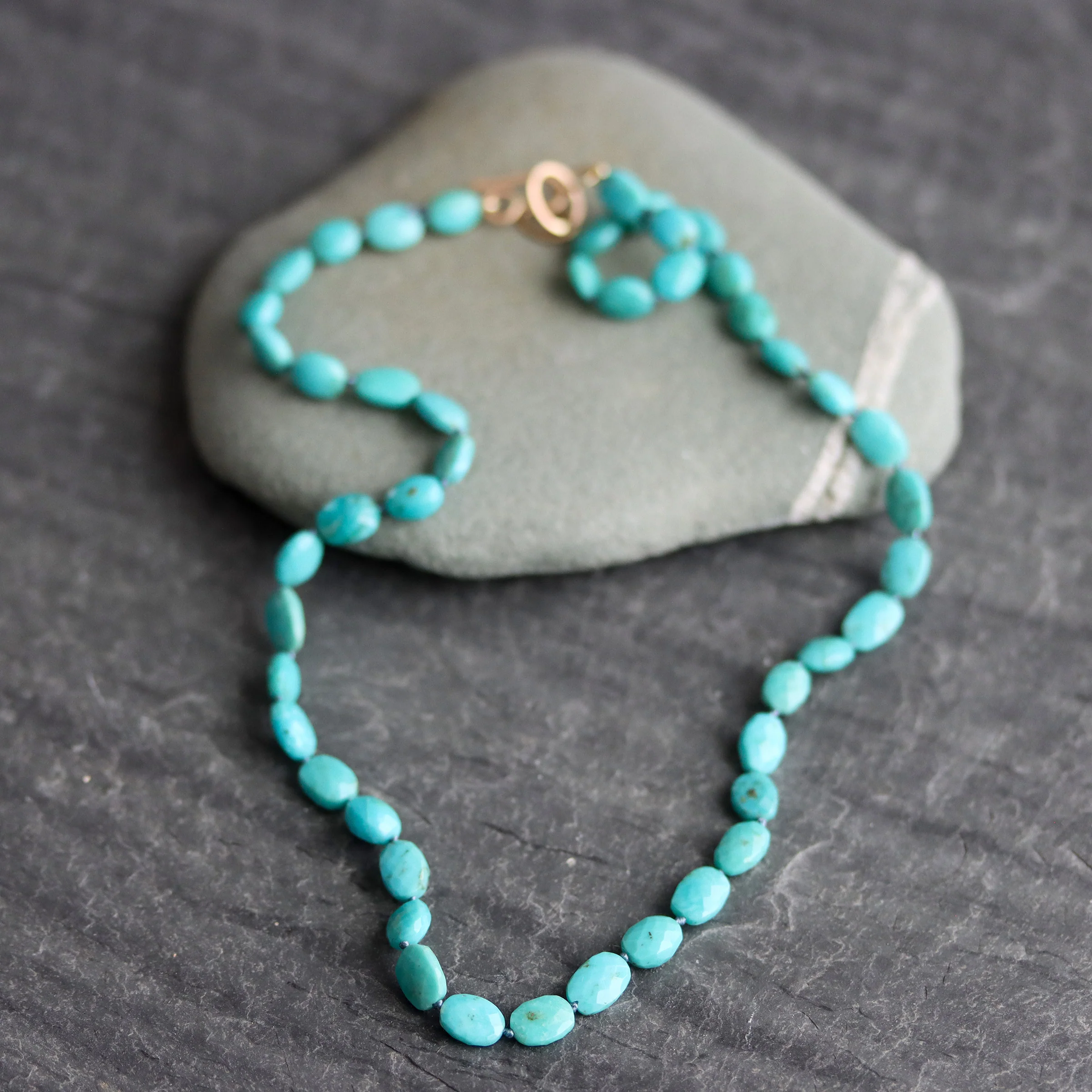 Knotted Turquoise Necklace with 14k Clasp - Image 2