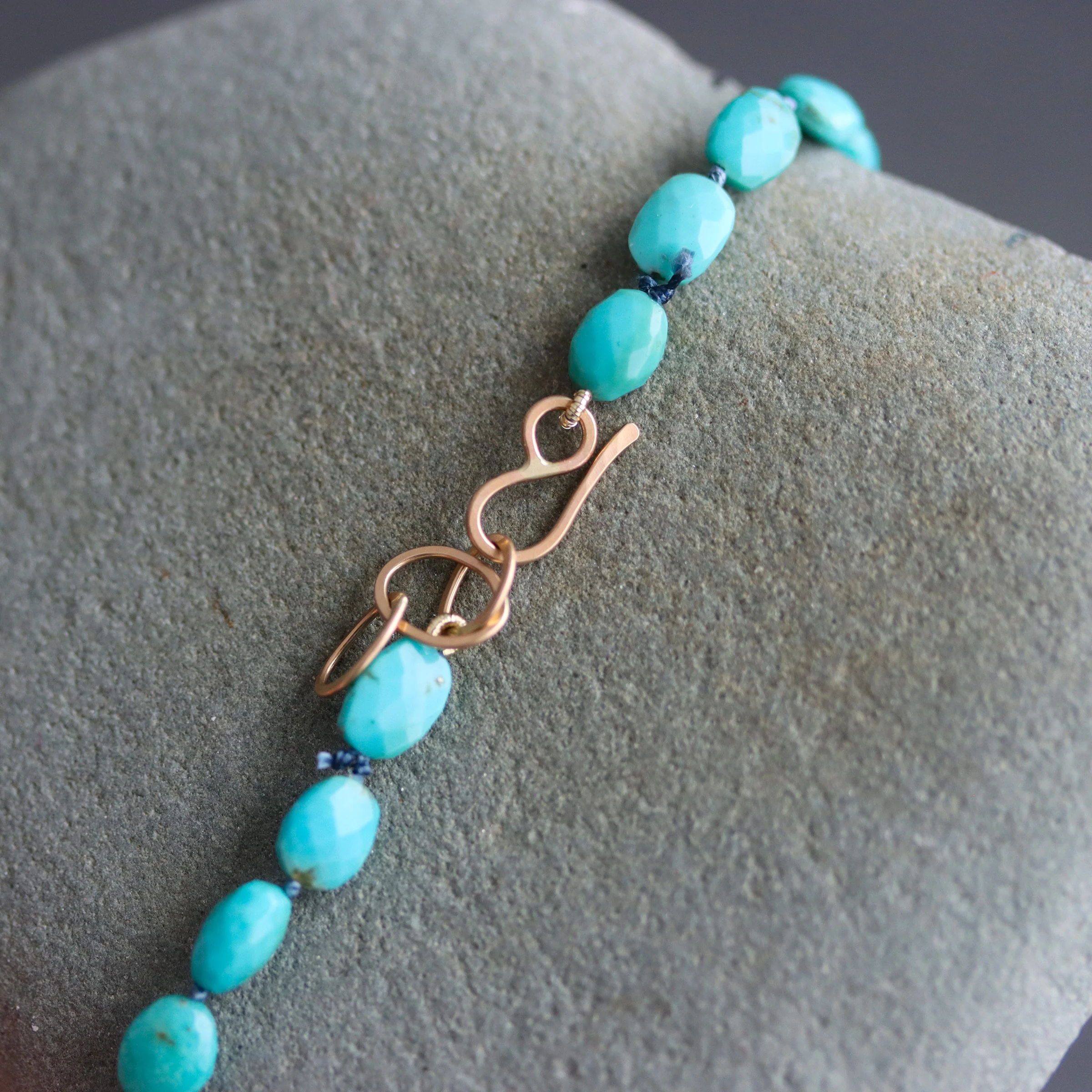 Knotted Turquoise Necklace with 14k Clasp - Image 3