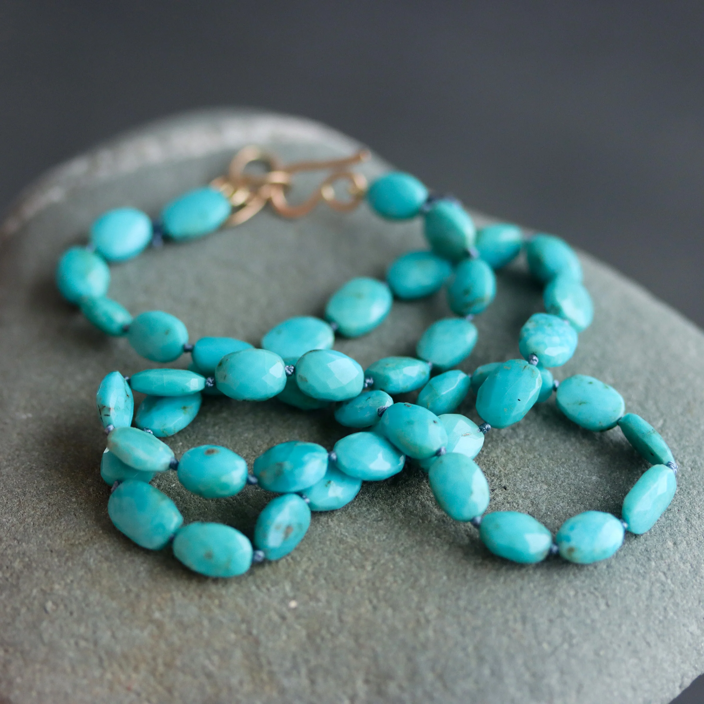Knotted Turquoise Necklace with 14k Clasp - Image 4