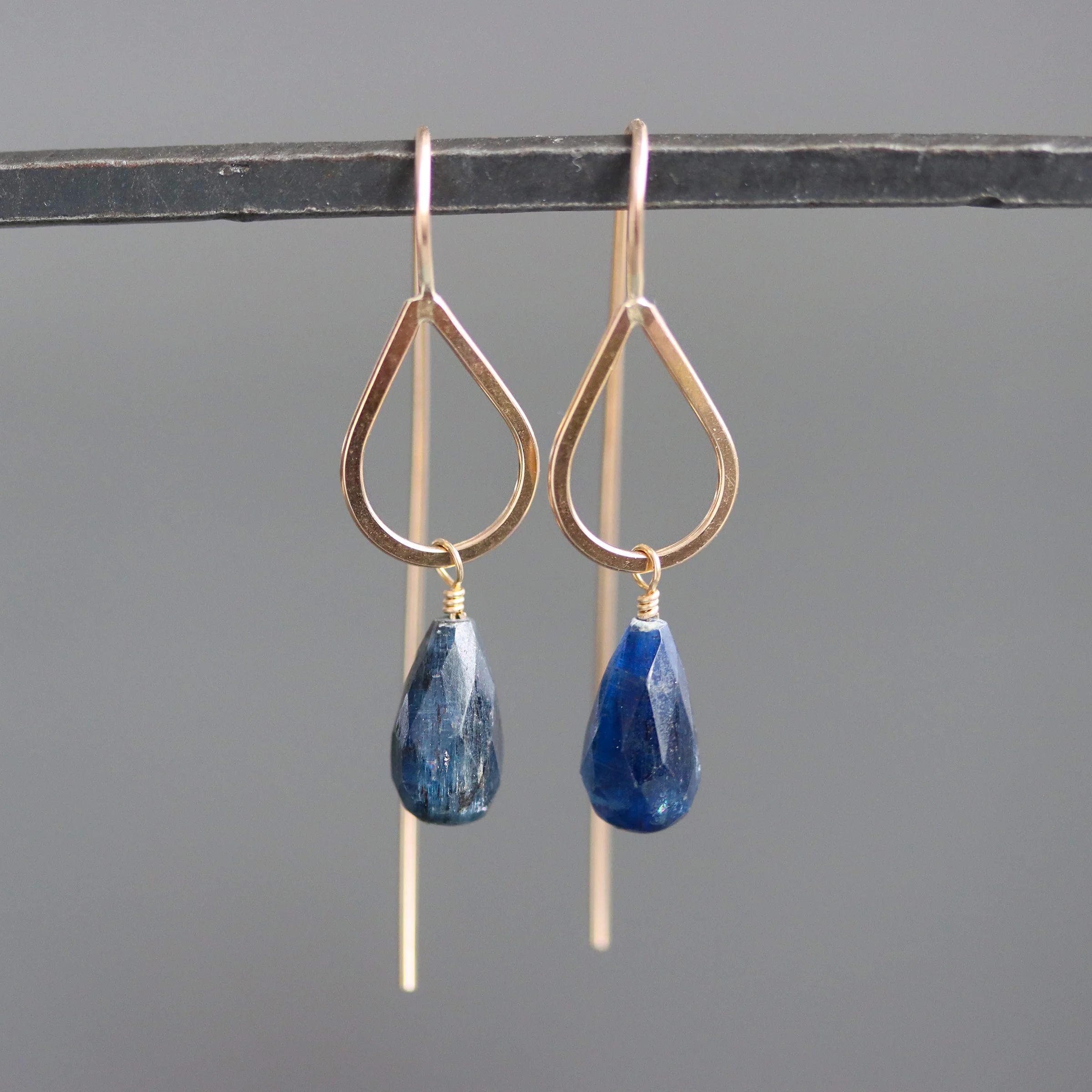 Kyanite and Gold Fill Teardrop Earrings - Image 2