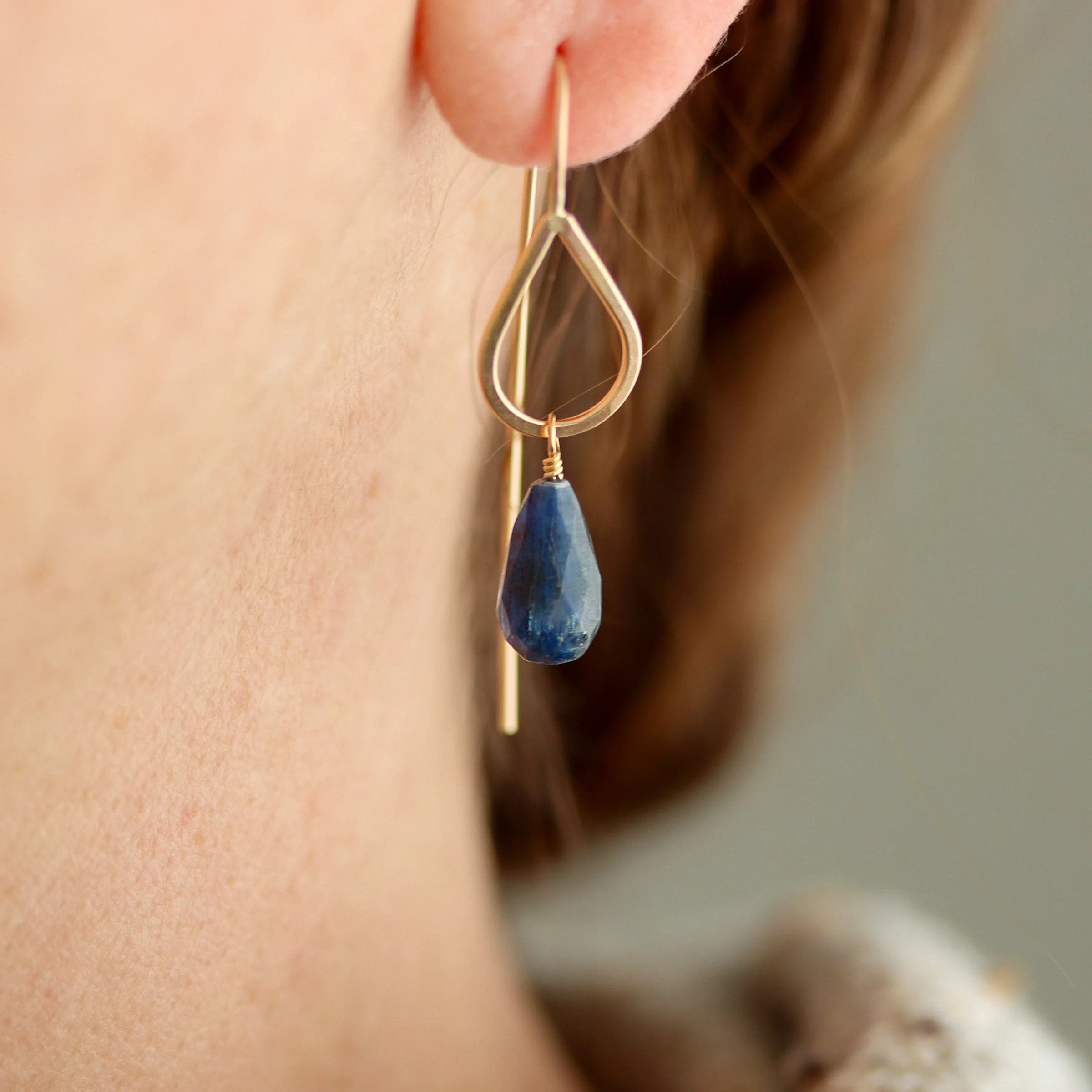 Kyanite and Gold Fill Teardrop Earrings - Image 3