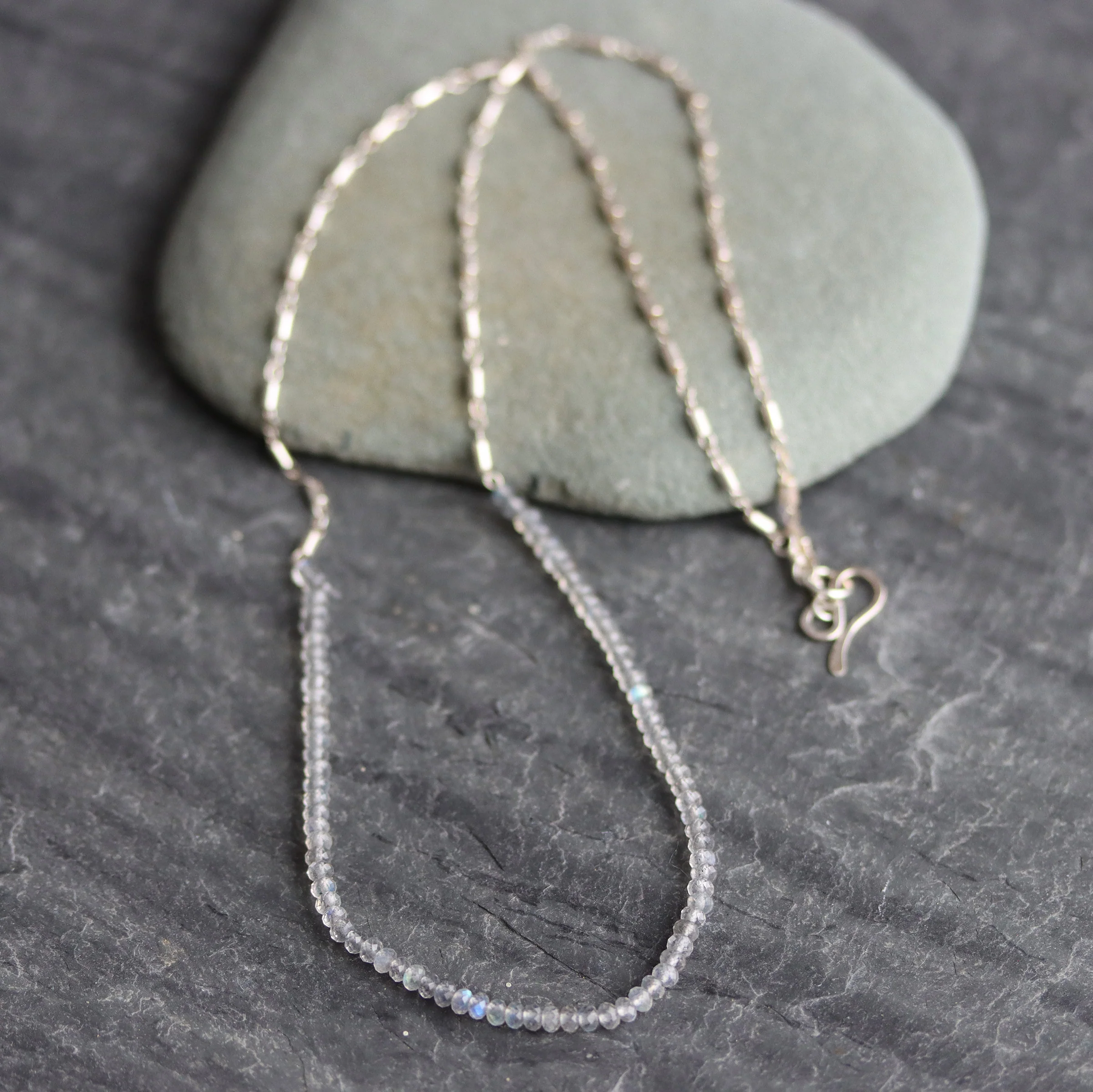 Labradorite Wrap Bracelet or Necklace on Silver Chain - Image 2