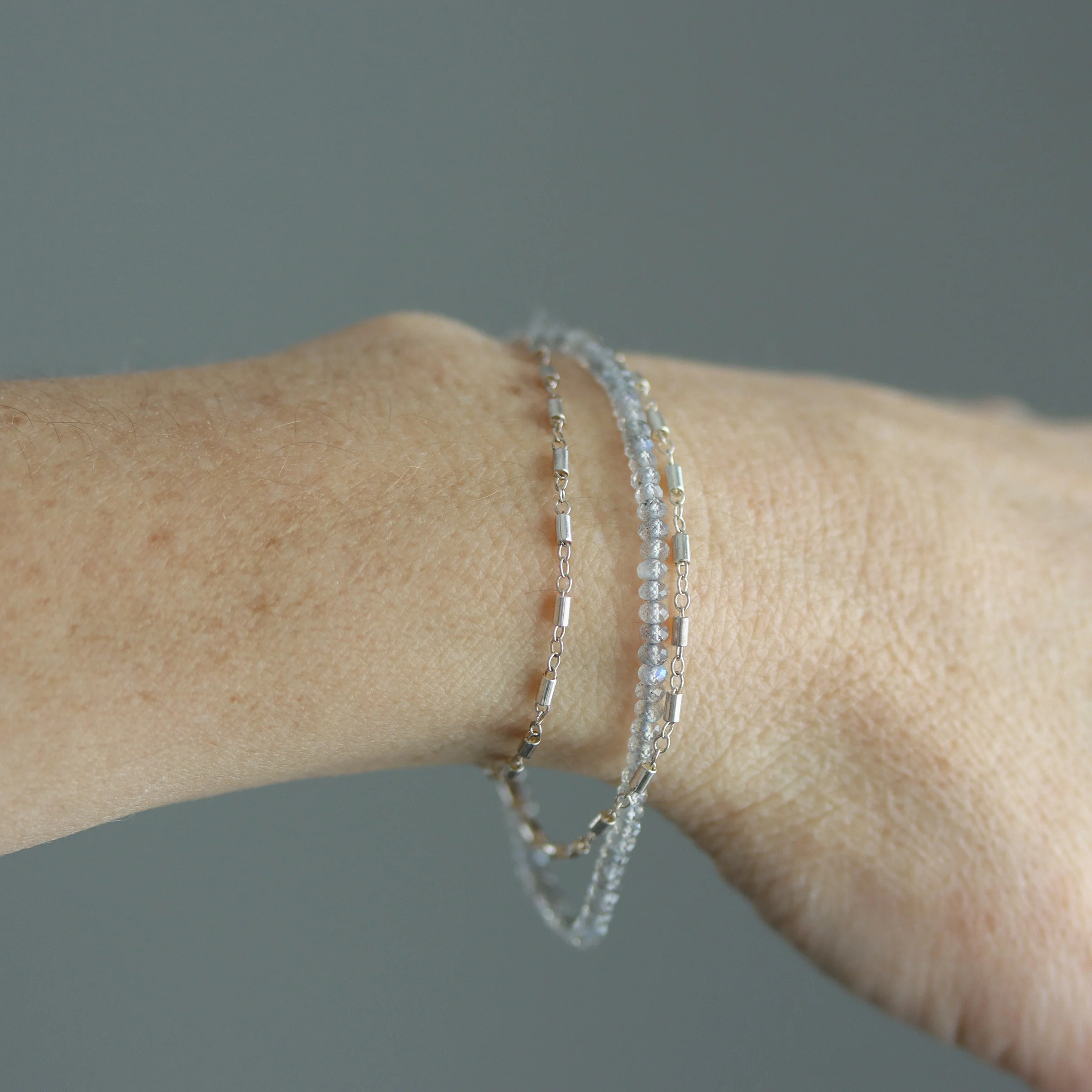 Labradorite Wrap Bracelet or Necklace on Silver Chain - Image 3