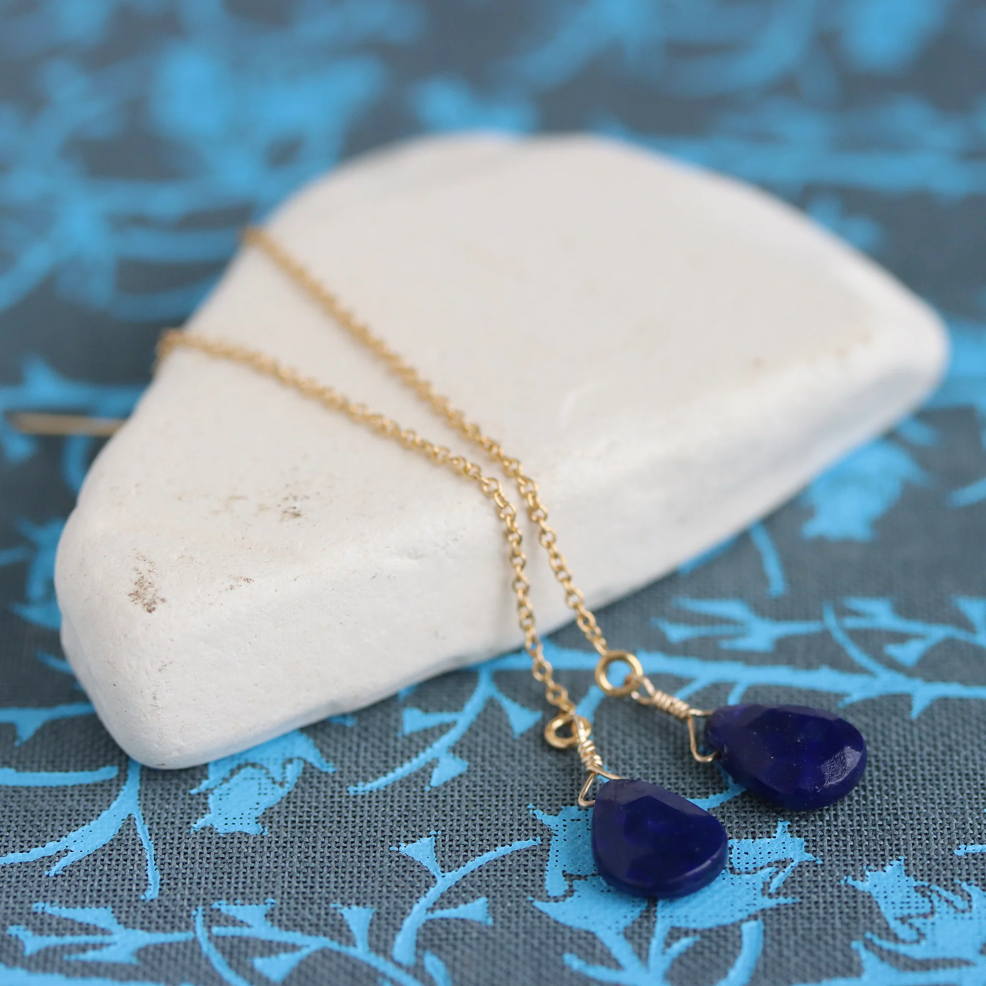 Lapis Lazuli Threader Earrings - Image 3