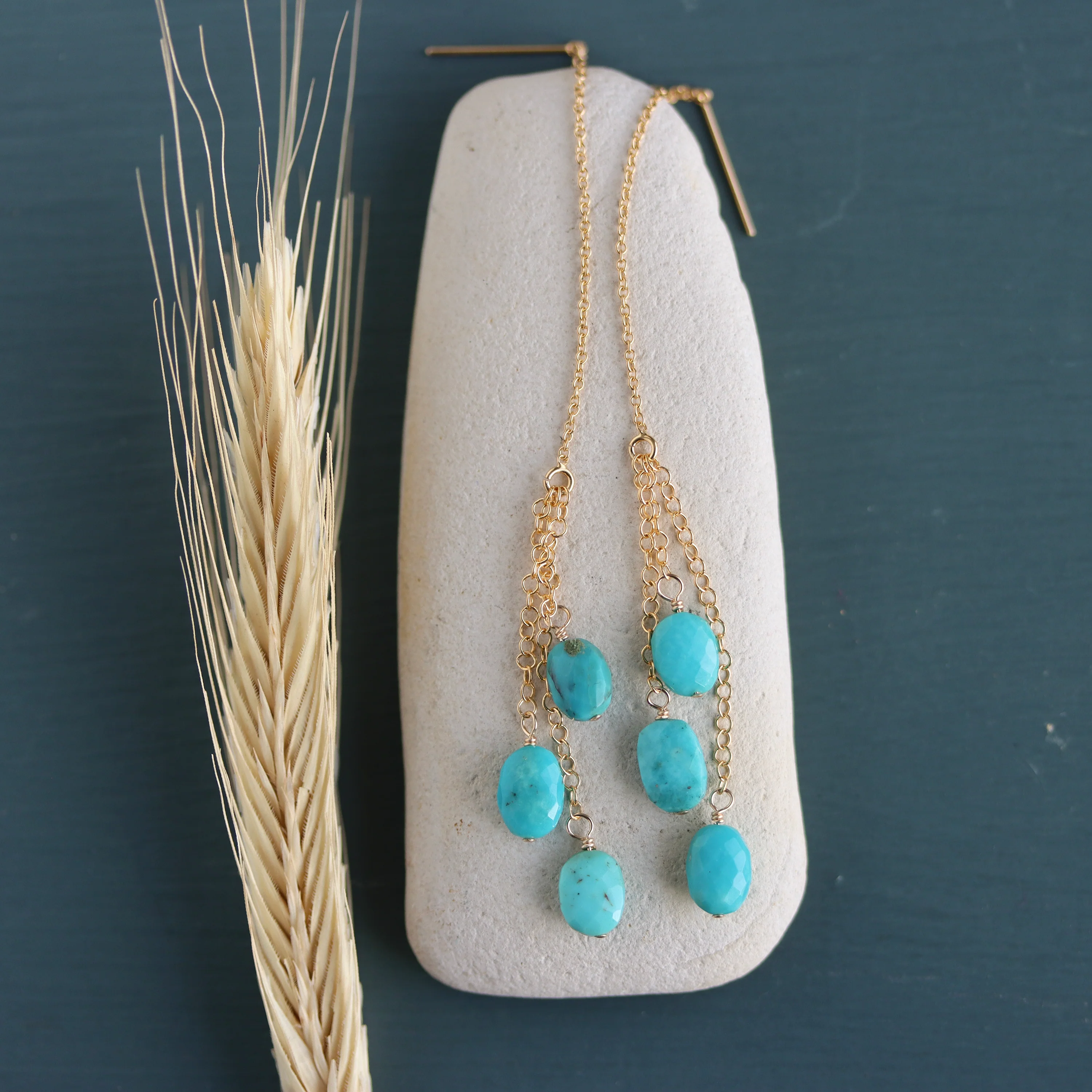 Layered Turquoise Threader Earrings - Image 3