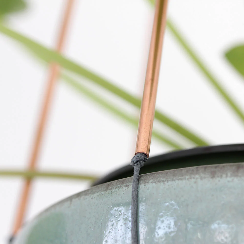 Mini Plant Hanger in Copper and Grey Cotton - Image 4