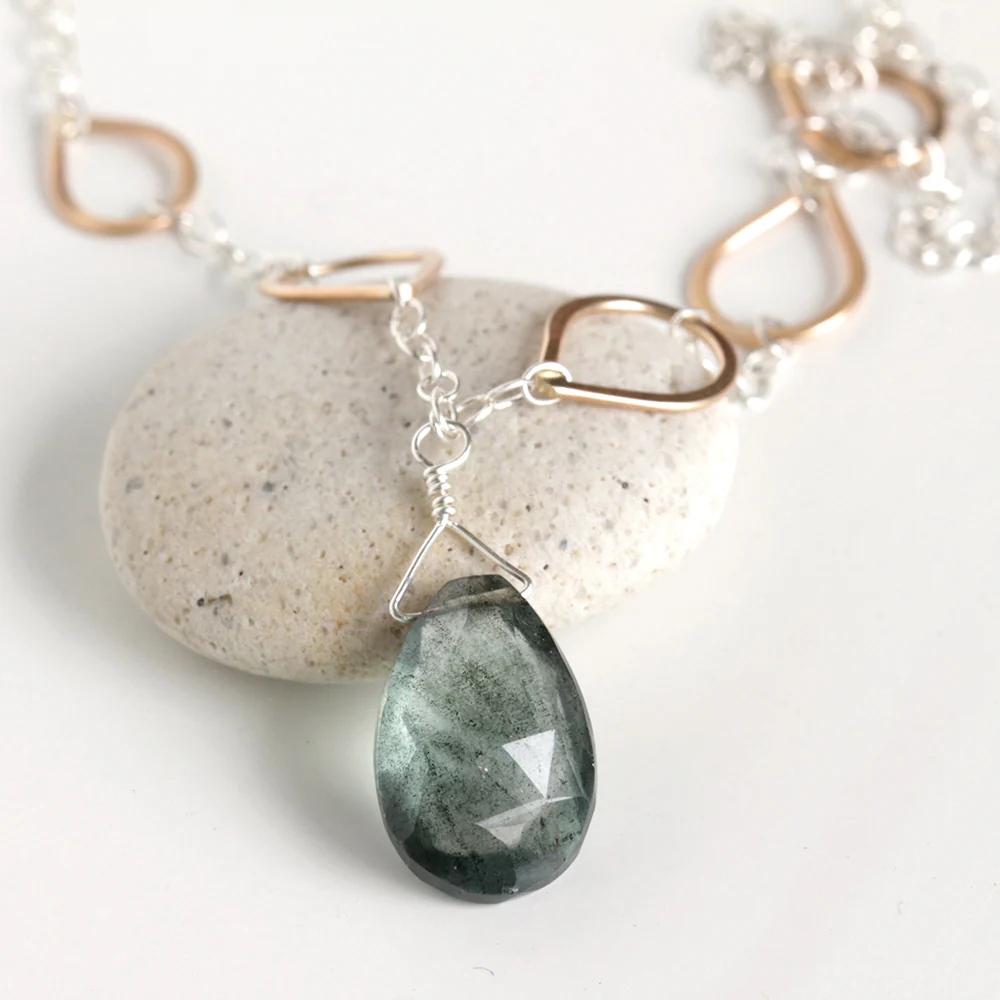 Moss Aquamarine Teardrop Necklace - Image 5
