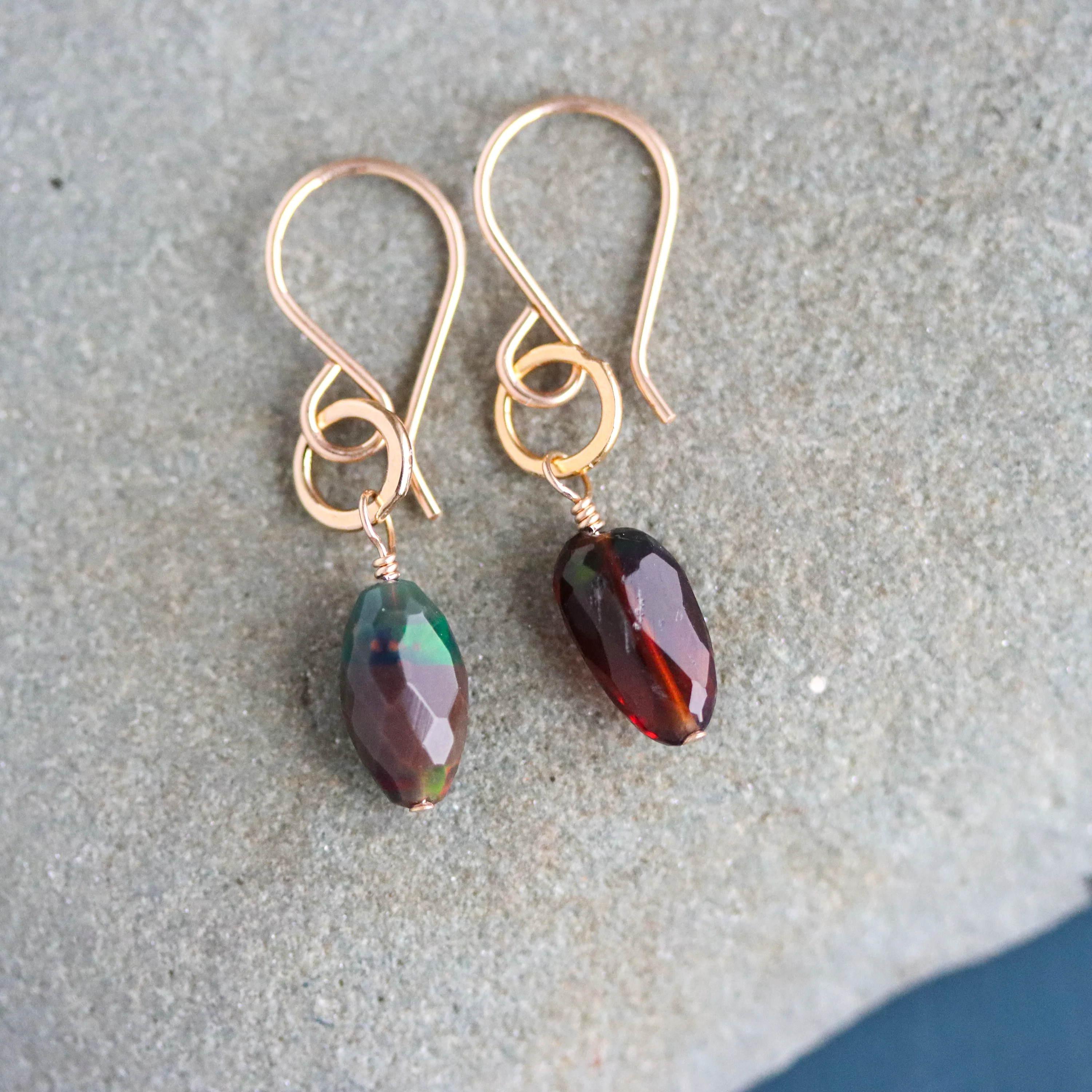 Opal and Gold Fill Drop Earrings - Image 2