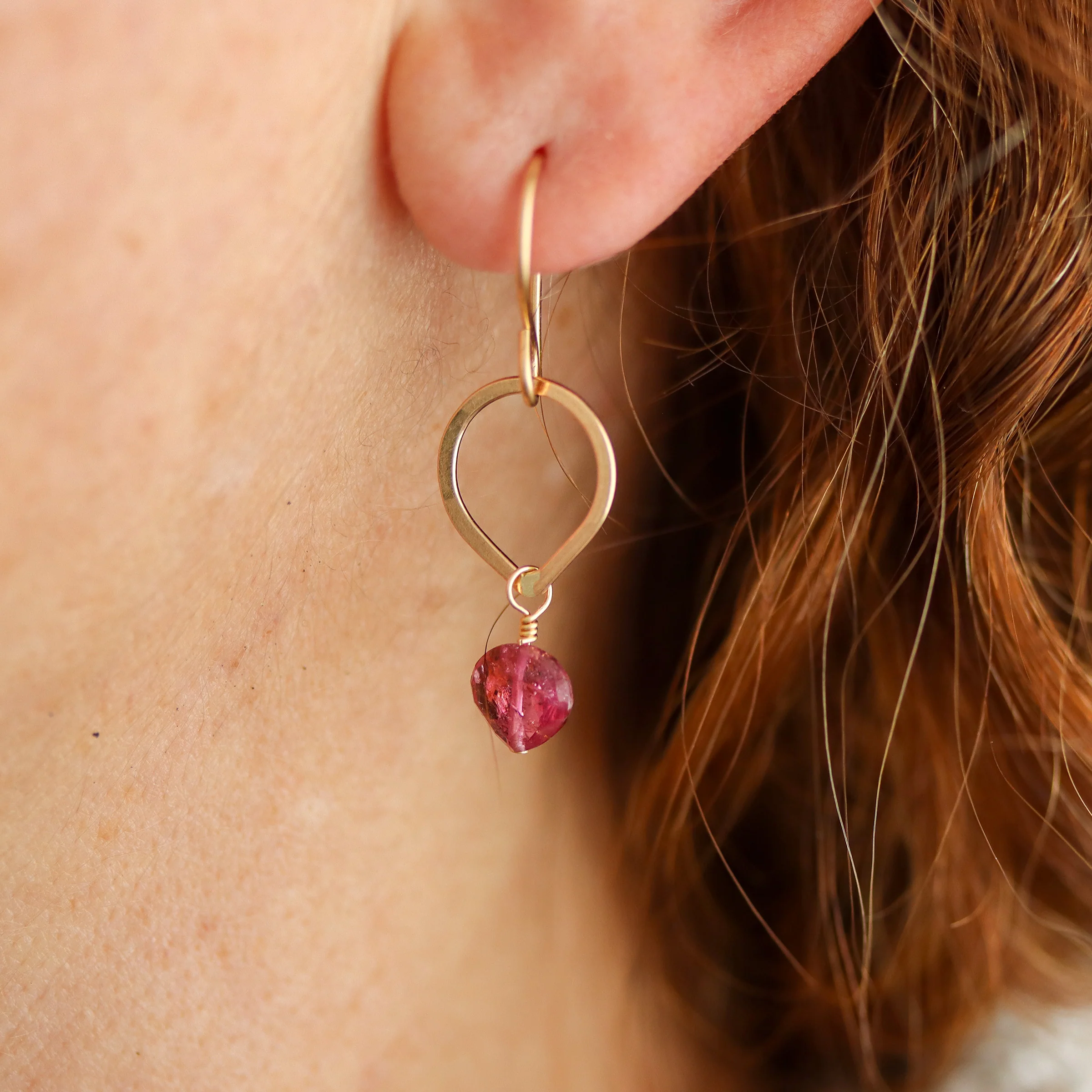 Pink Tourmaline Teardrop Earrings - Image 2
