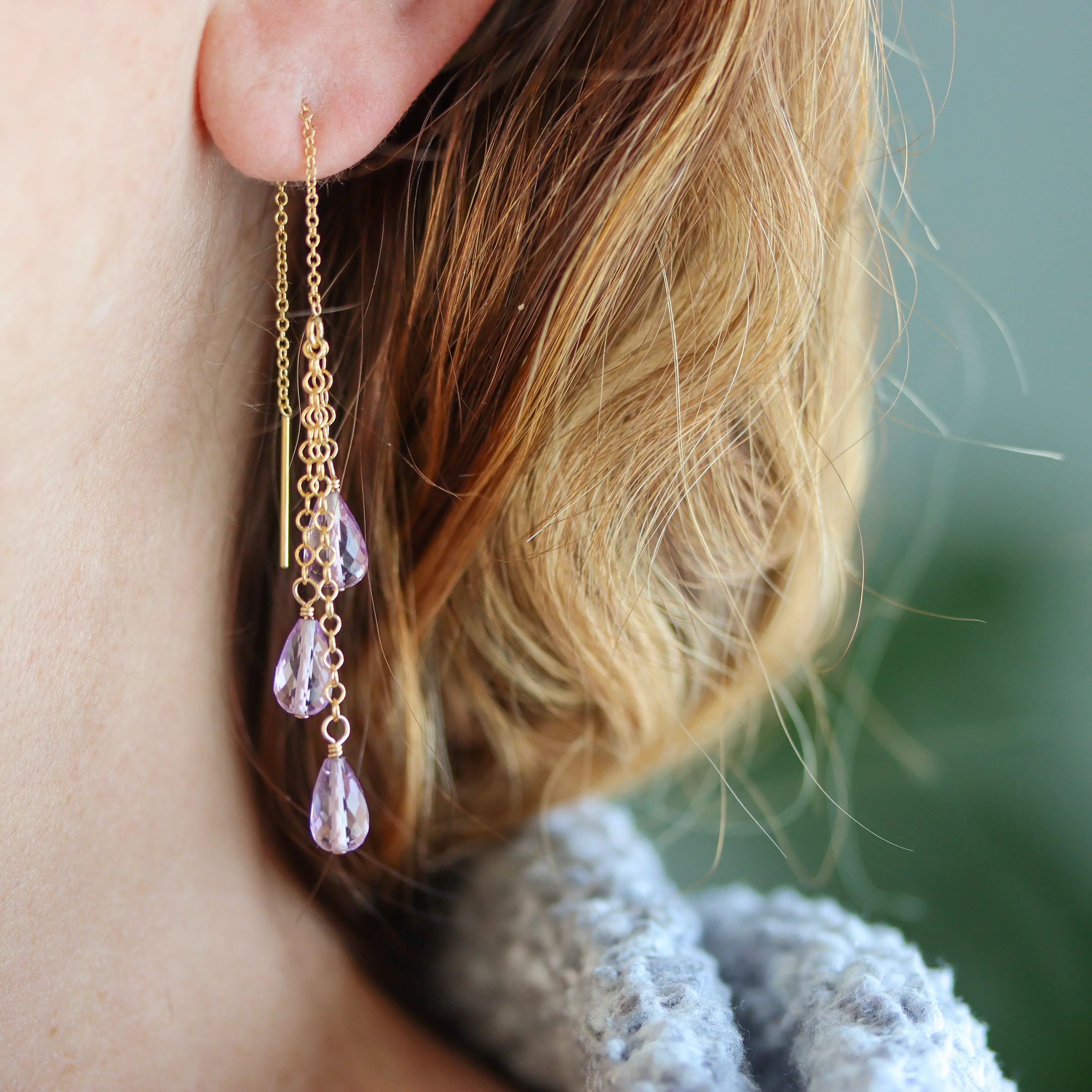 Purple Rain Threader Earrings - Image 2