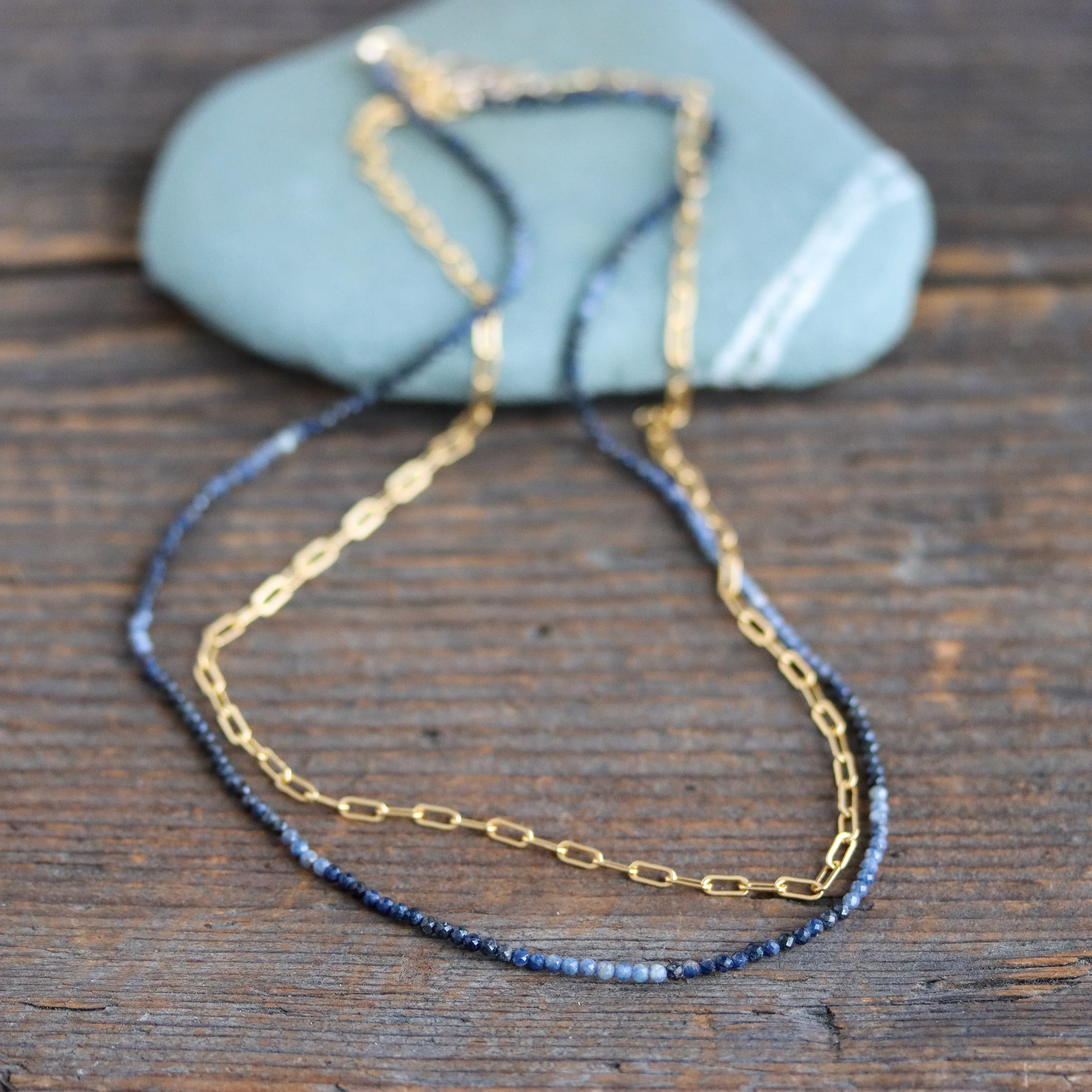 Sapphire Wrap Necklace on Gold Chain - Image 2