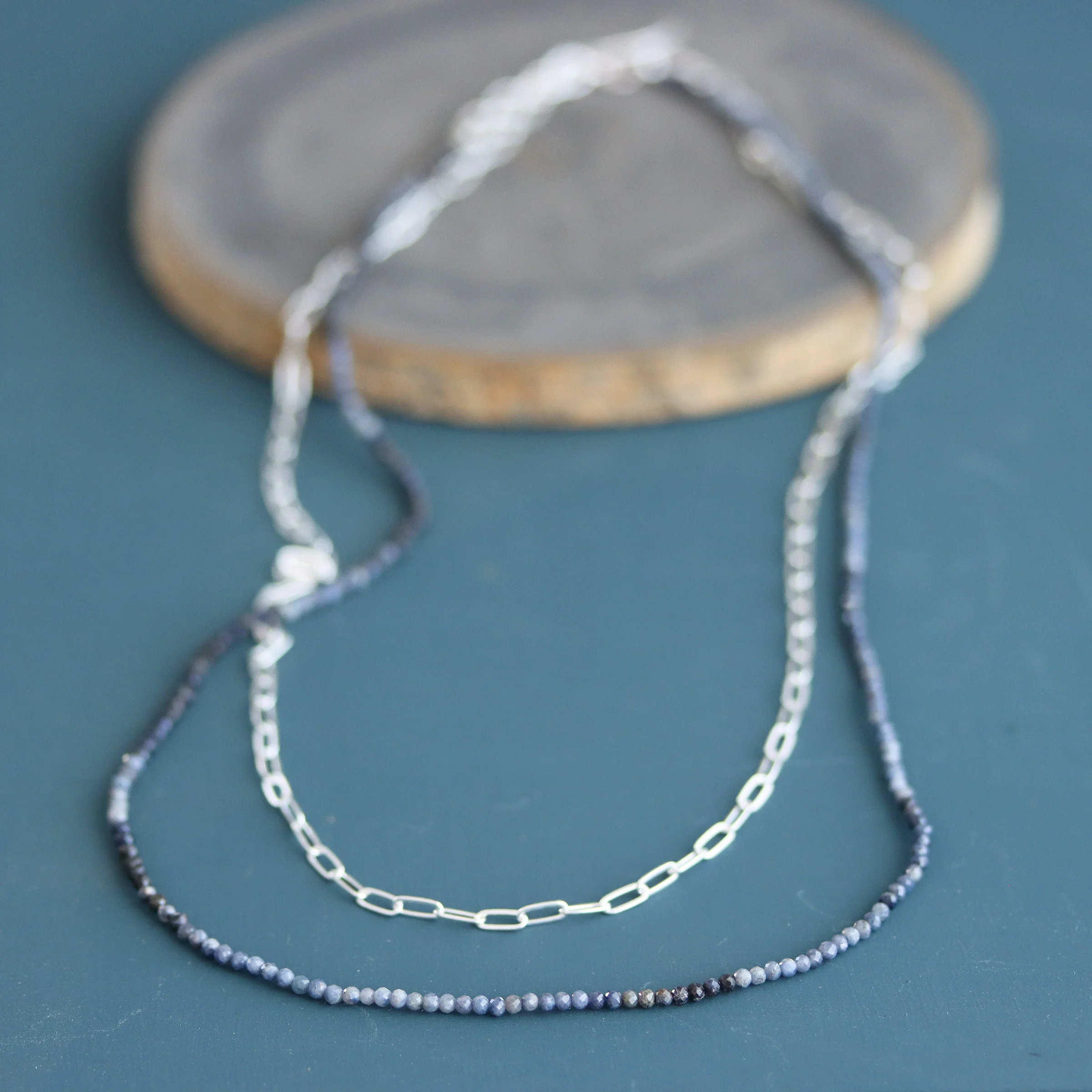 Sapphire Wrap Necklace on Silver Chain - Image 2