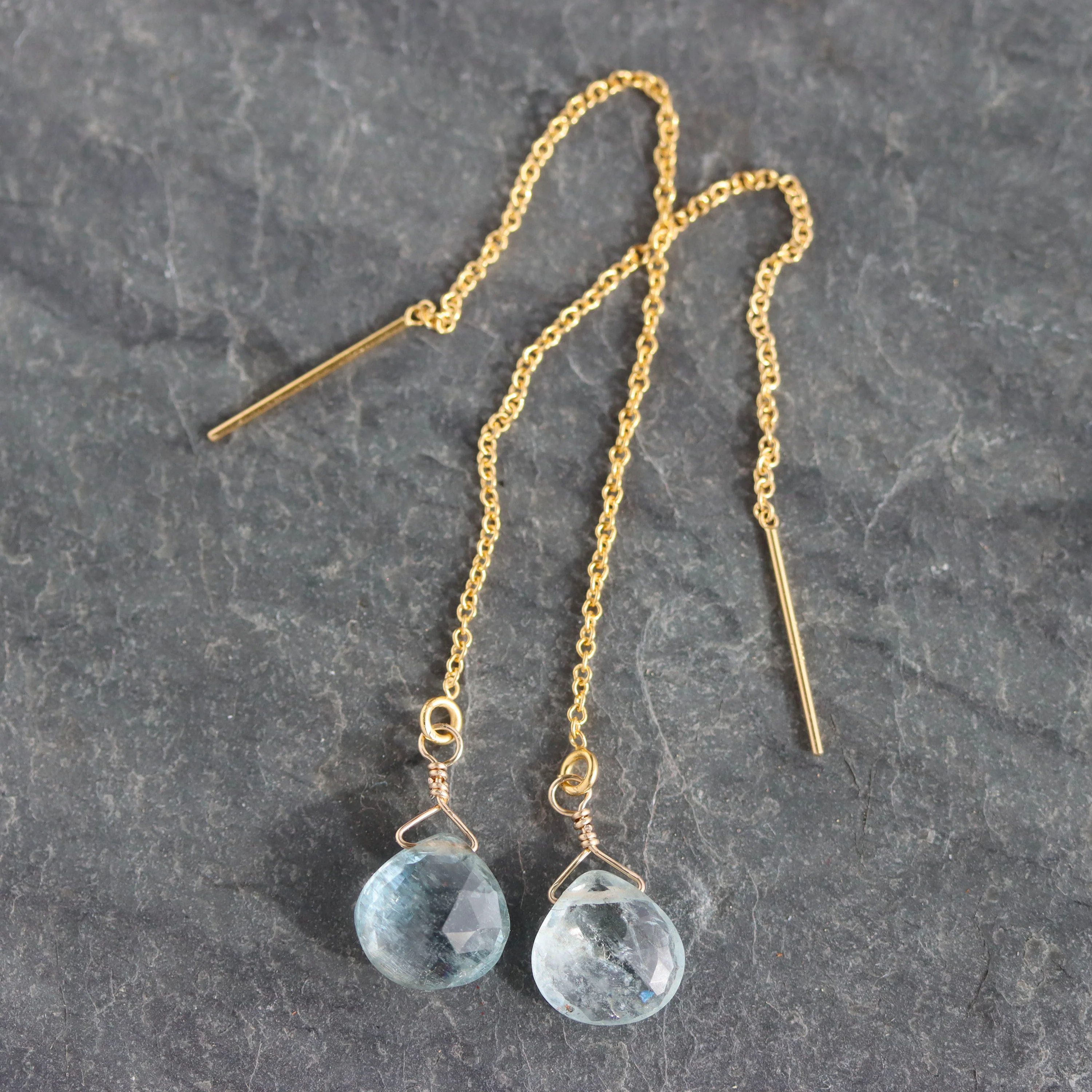 Shaded Aquamarine Threader Earrings - Image 3