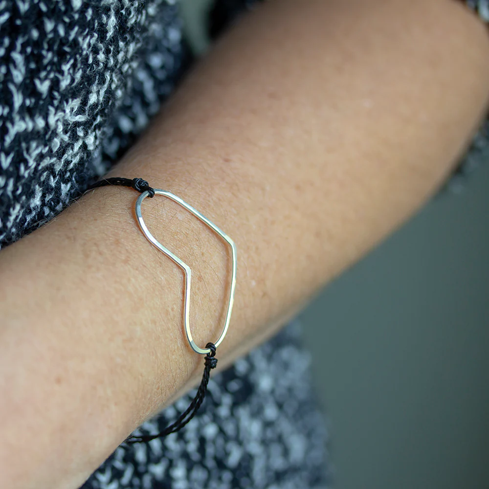 Wide Heart Bracelet on Cord - Image 2