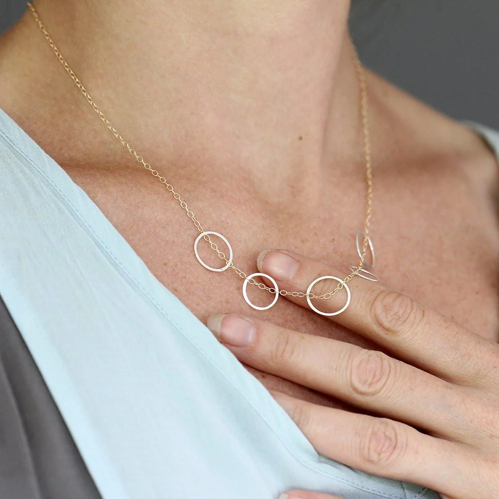 Skipping Stone Necklace & Oh Earrings Set - Image 3
