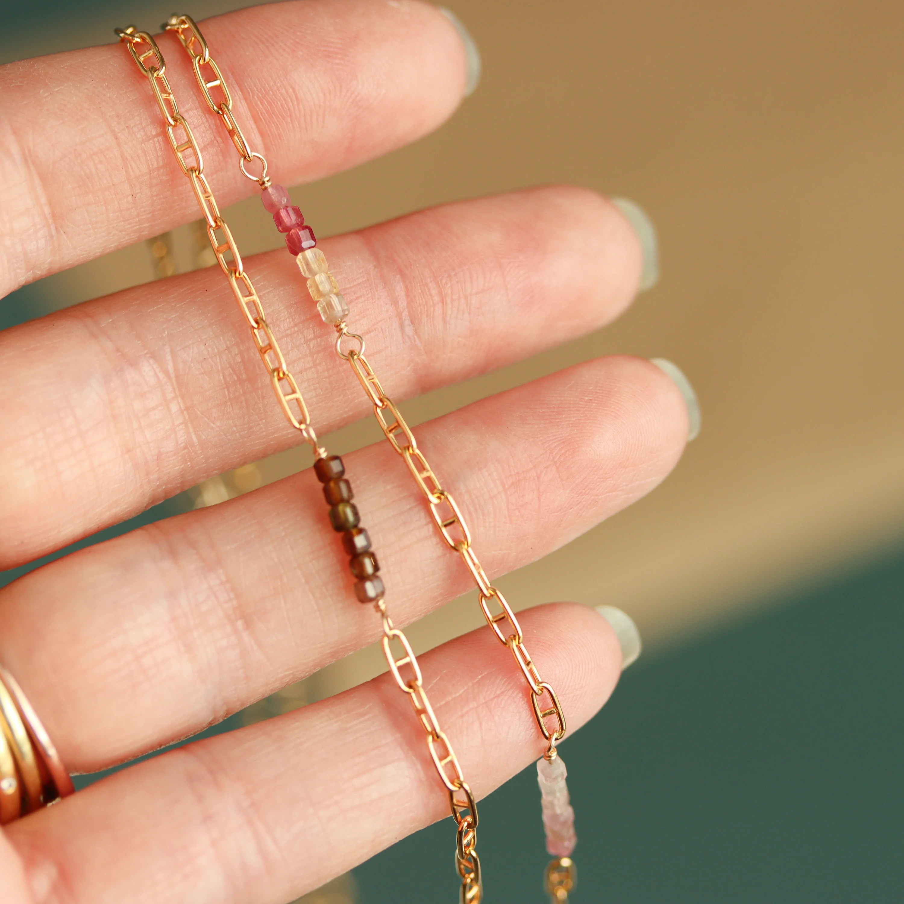 Tourmaline and Decorative Chain Wrap Necklace - Image 4