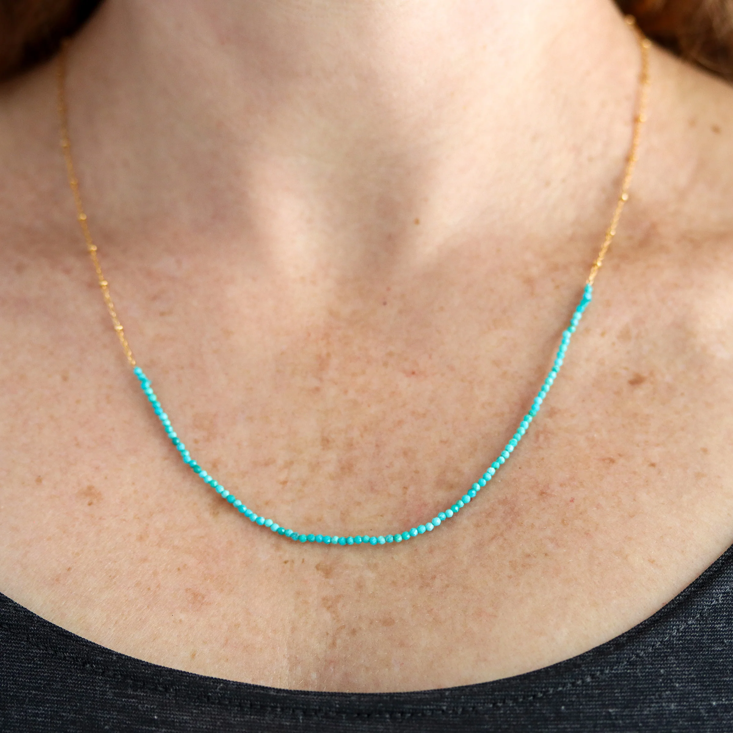 Faceted Turquoise Wrap Bracelet Or Necklace With Gold Chain - Image 3