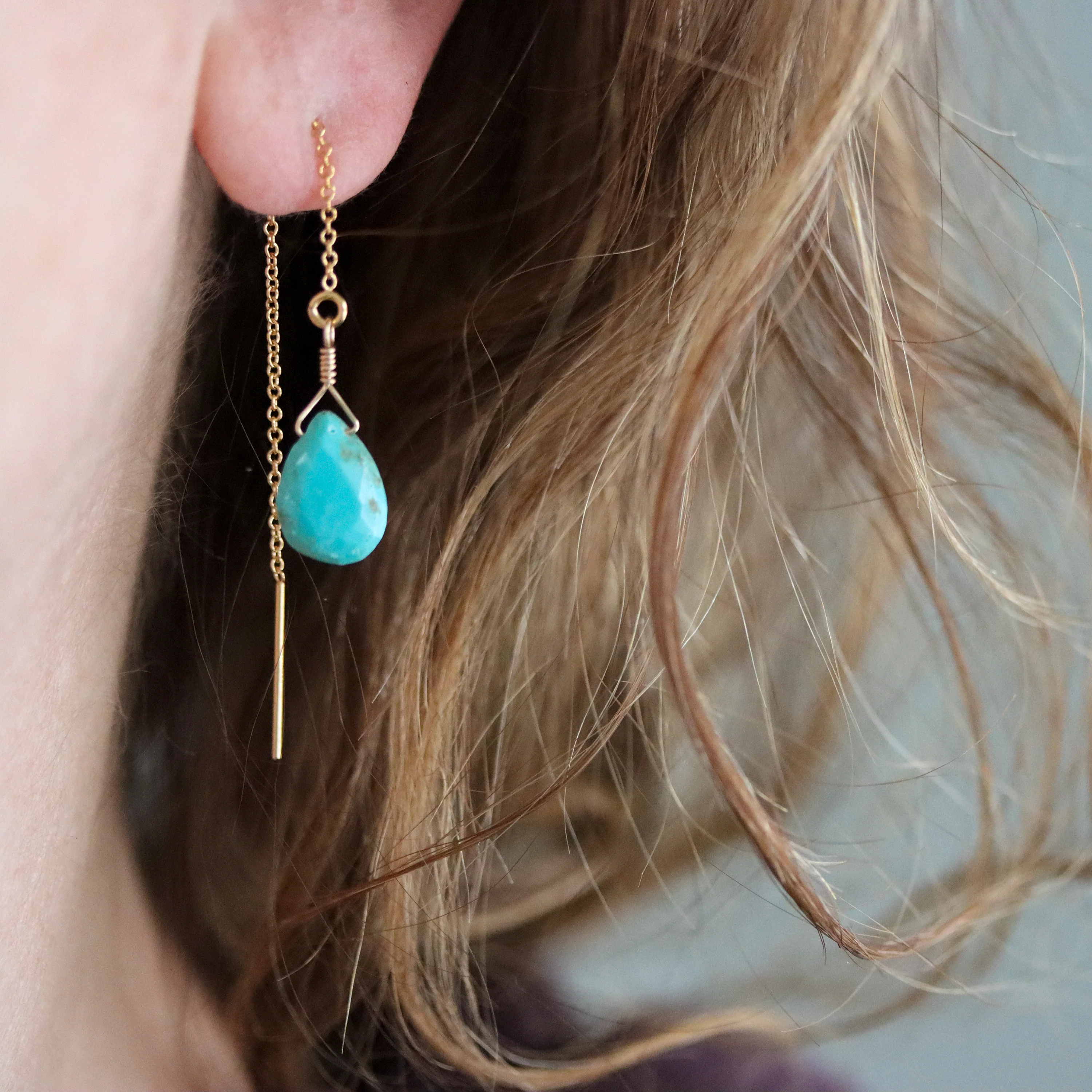 Turquoise Threader Earrings - Image 2