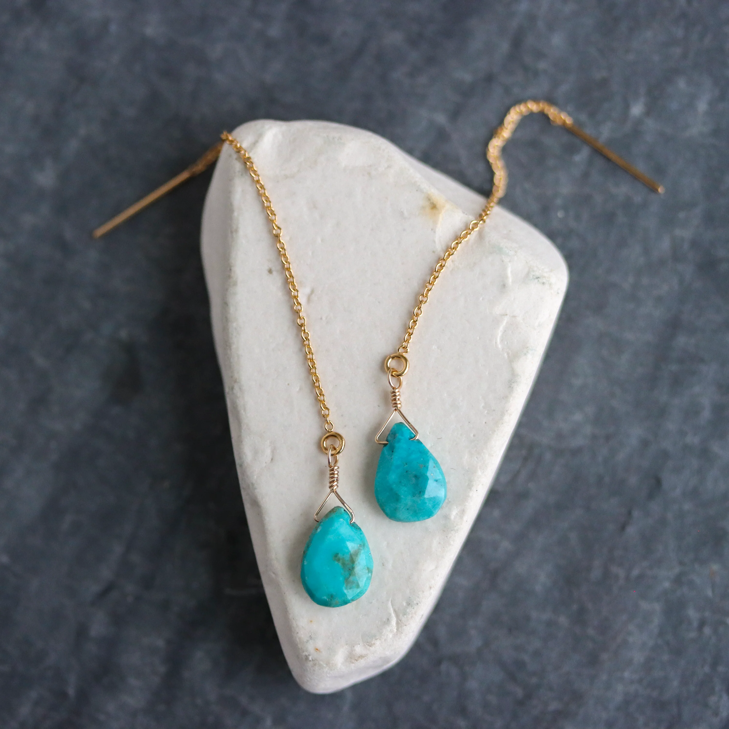 Turquoise Threader Earrings - Image 3