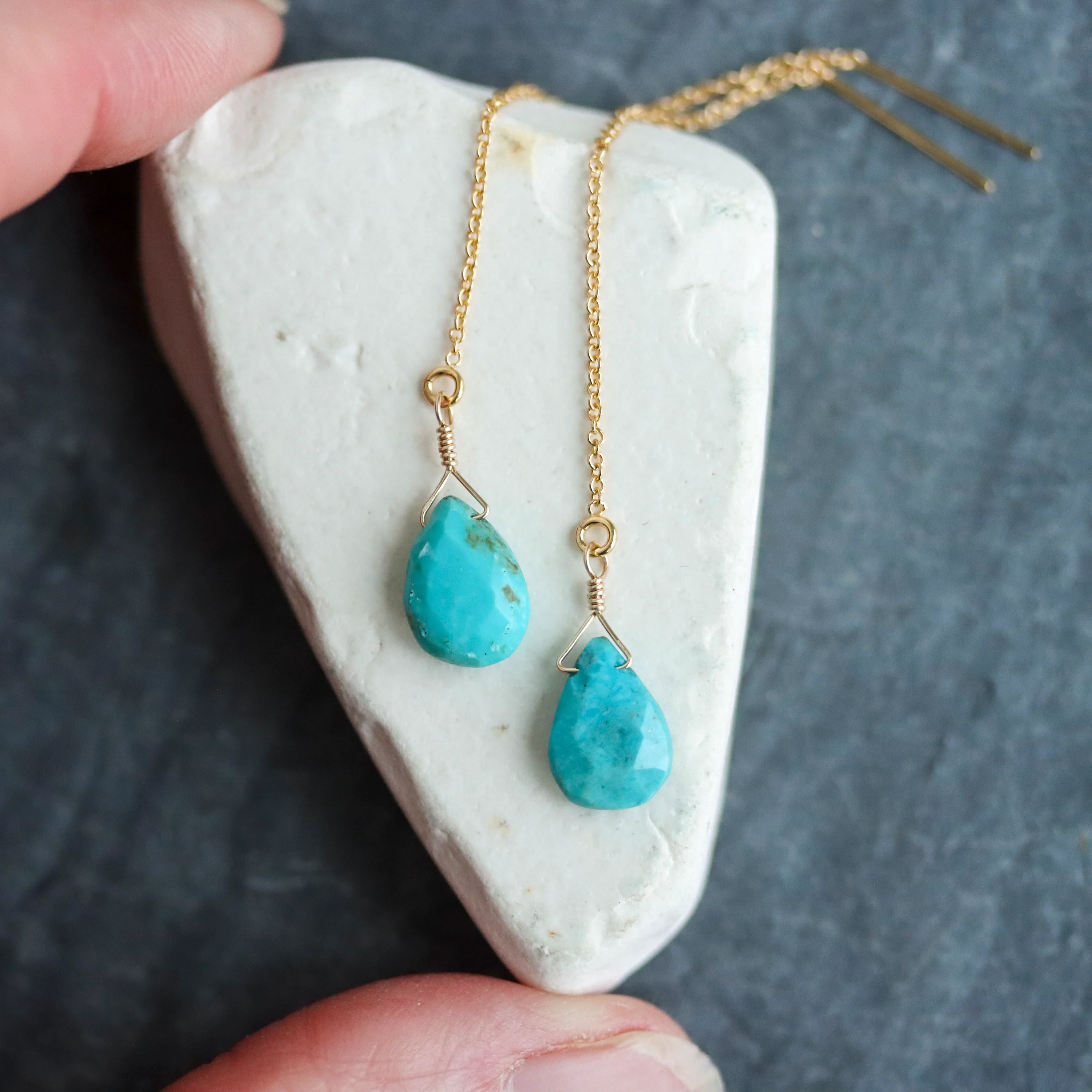 Turquoise Threader Earrings - Image 4