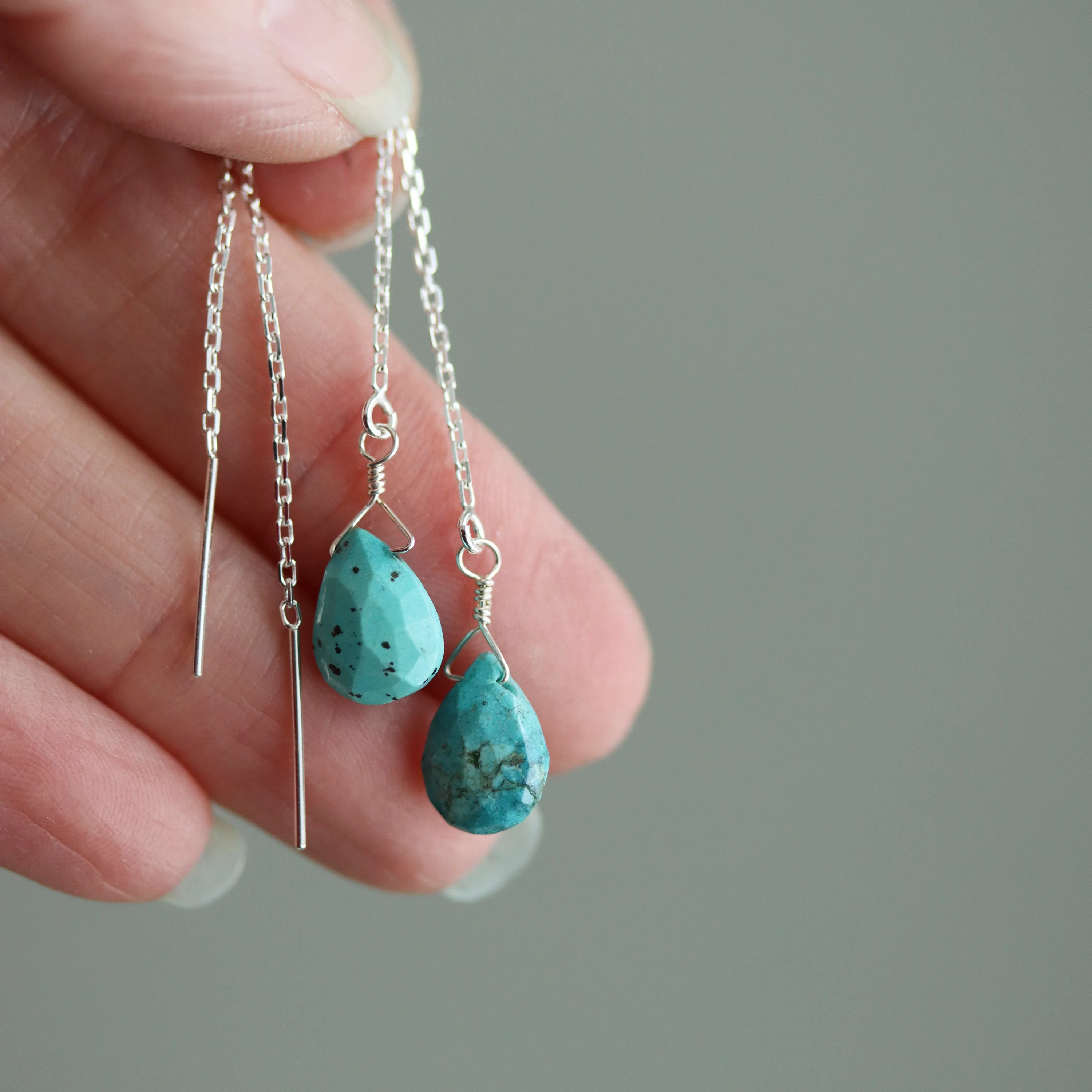 Turquoise Threader Earrings - Image 5