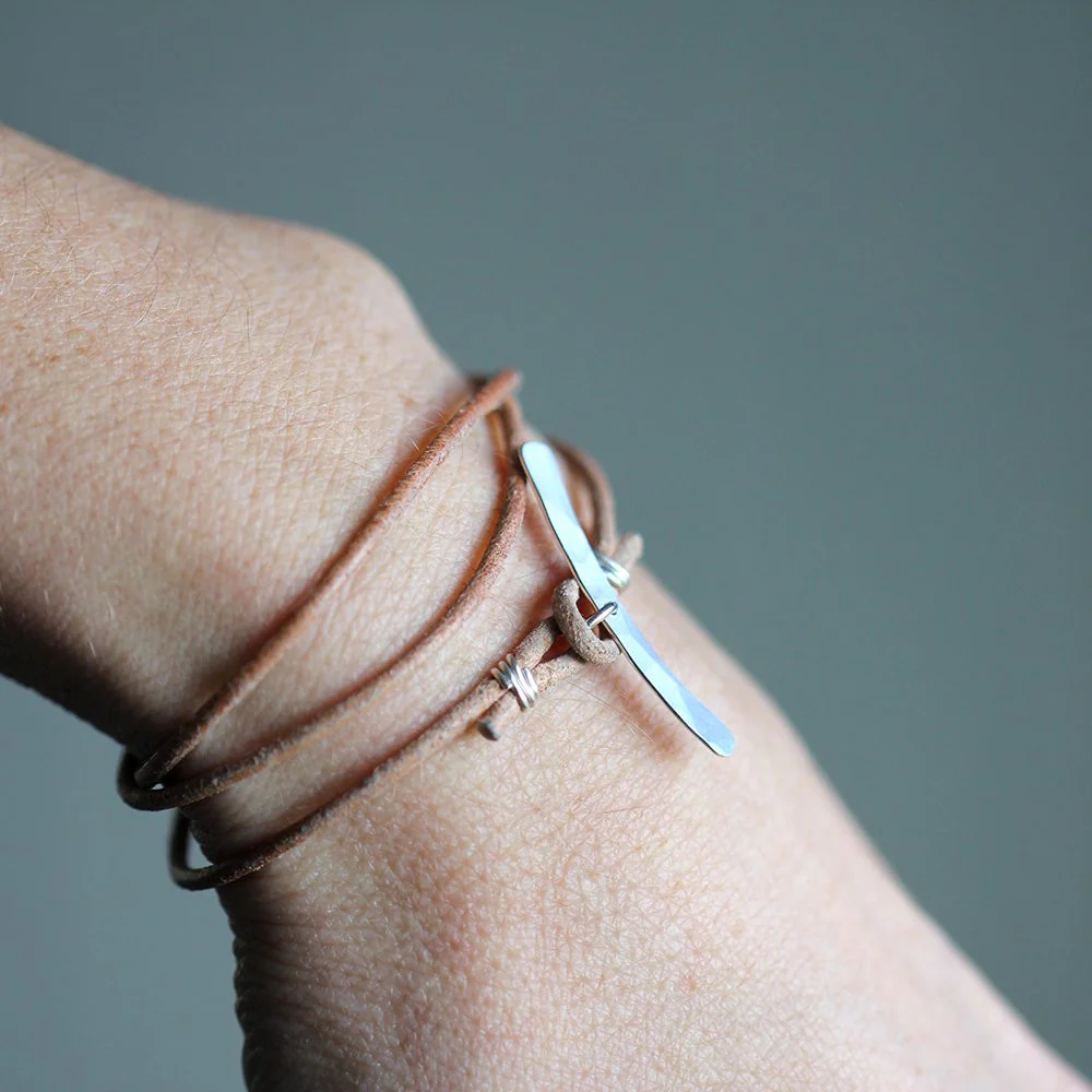 Whale Tail Leather Wrap Bracelet - Image 2