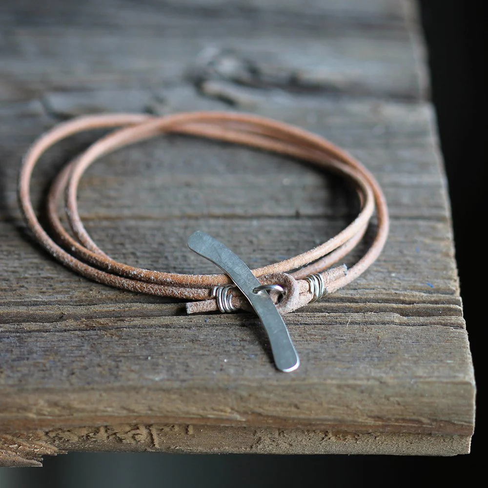 Whale Tail Leather Wrap Bracelet - Image 4
